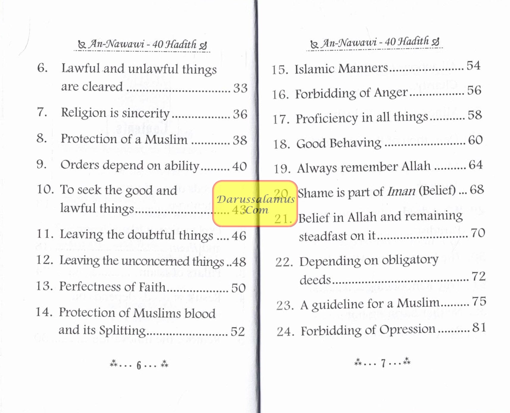 The collection of An-Nawawi 40 Hadith (Pocket Size) By Imam An- Nawawi、mySite、topwebapps