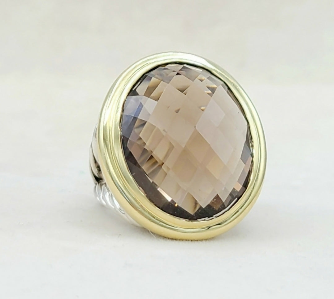 David Yurman Signature Oval Ring 鈥?Smoky Quartz & Gold、mySite、hinf8tx79