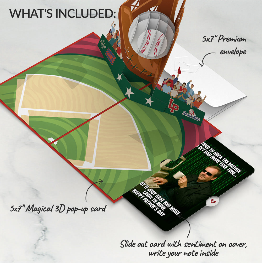 Home Run Father's Day Pop-Up Card and Matrix Hacker Sentiment Set、mySite、solidvoid
