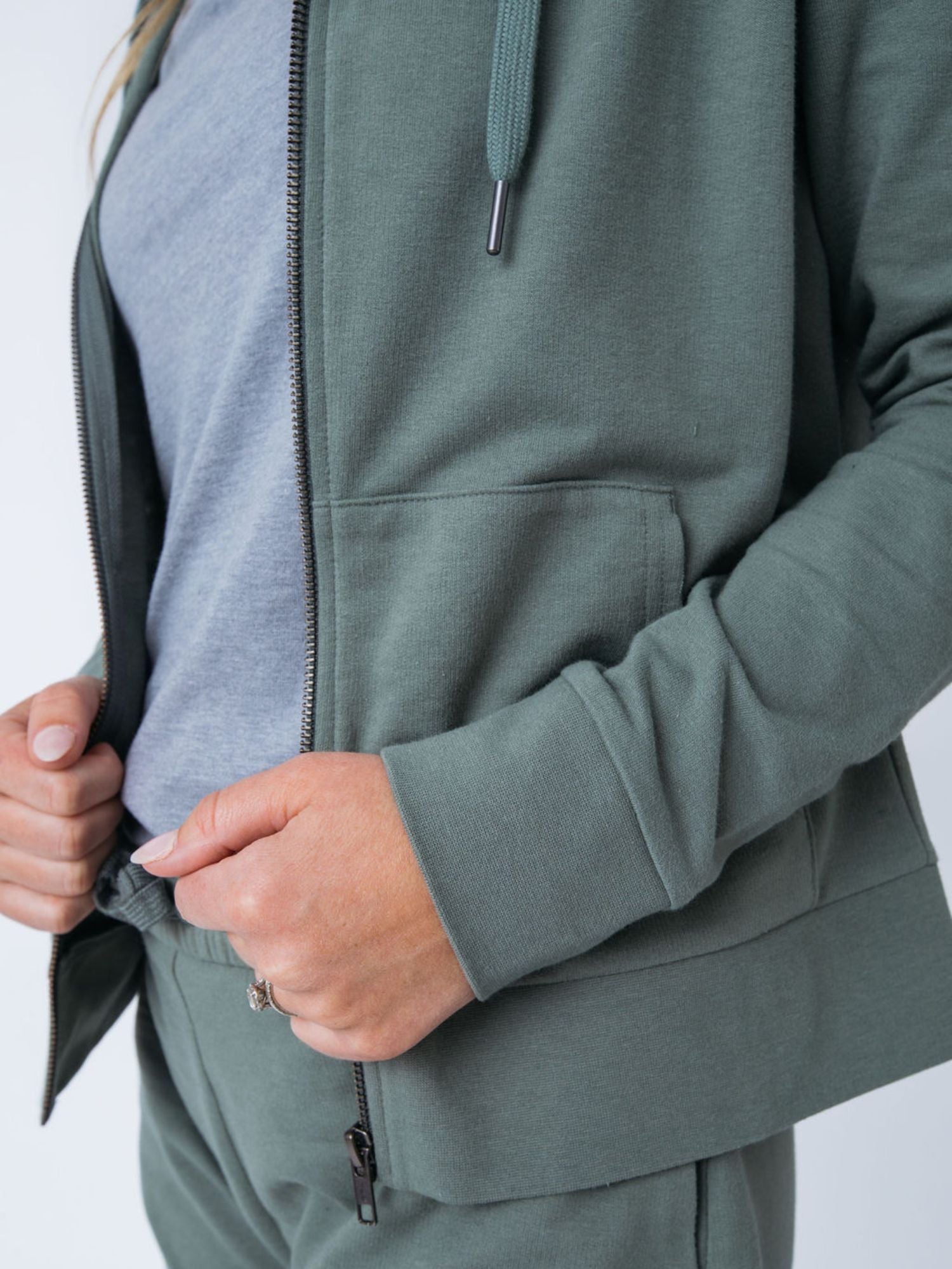  Women's Mercury Green Terry Zip-Up Hoodie FINAL SALE、mySite、ghnorth