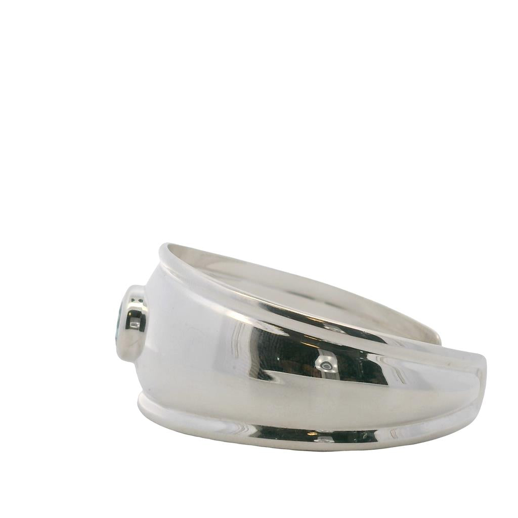  Estate Sterling Silver 4.88ctw Oval Blue Topaz Cuff Bracelet