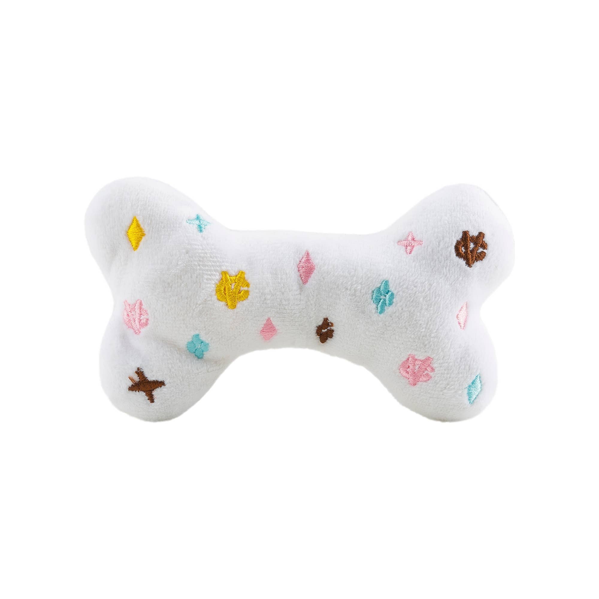Plush Parody Pet Chew Bone White Chewy Vuiton Bones for Dogs with Speaker Inside、mySite、g9winljtr