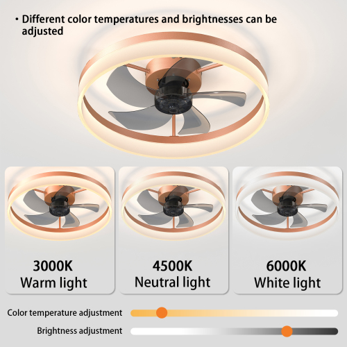 Ceiling Fans with Lights Dimmable LED Embedded installation of thin modern ceiling fans(Rose Gold)、、eastwooduniform