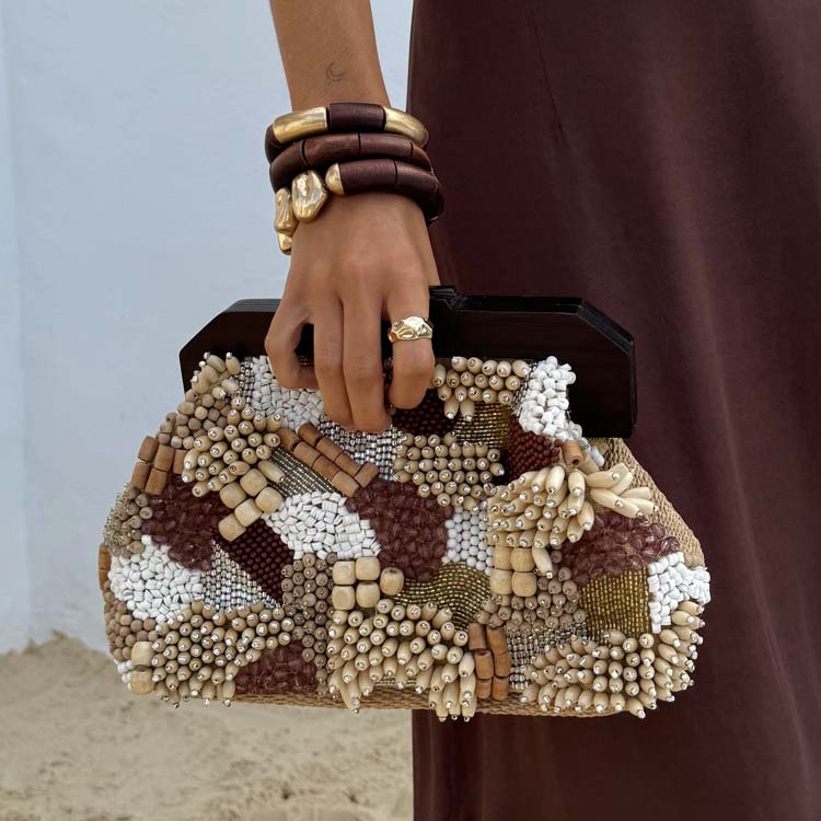 Brown Beaded Clutch Bag、mySite、solidvoid