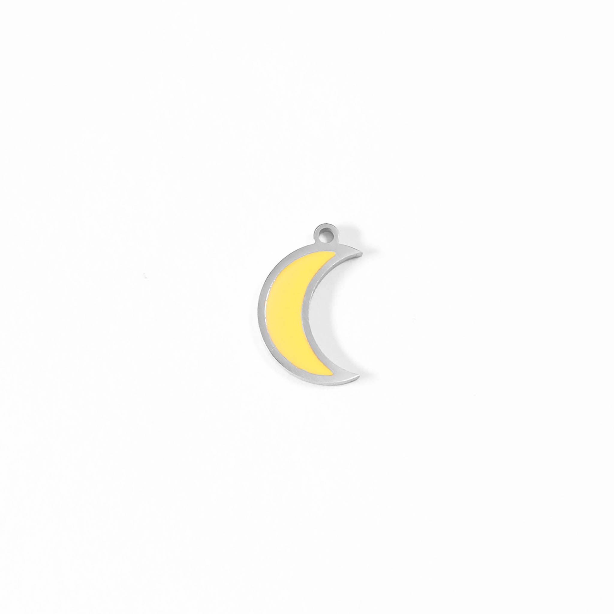 18K Gold PVD Stainless Steel Epoxy Yellow Crescent Moon Charm / PDL0075、mySite、dreamappss