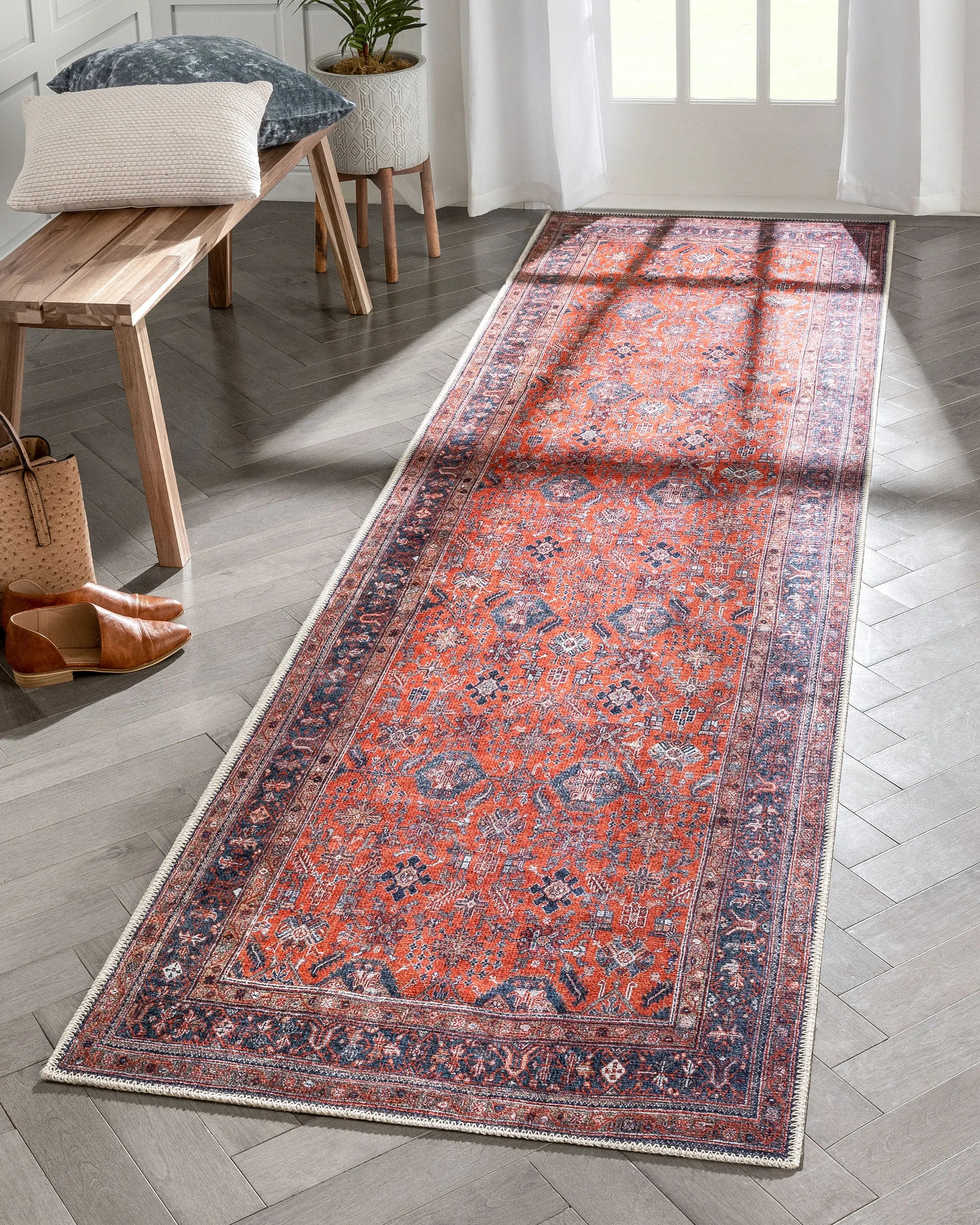 Daliah Machine Washable Vintage Persian Oriental Red Flat-Weave Rug、mySite、gigharbornorthrealestate