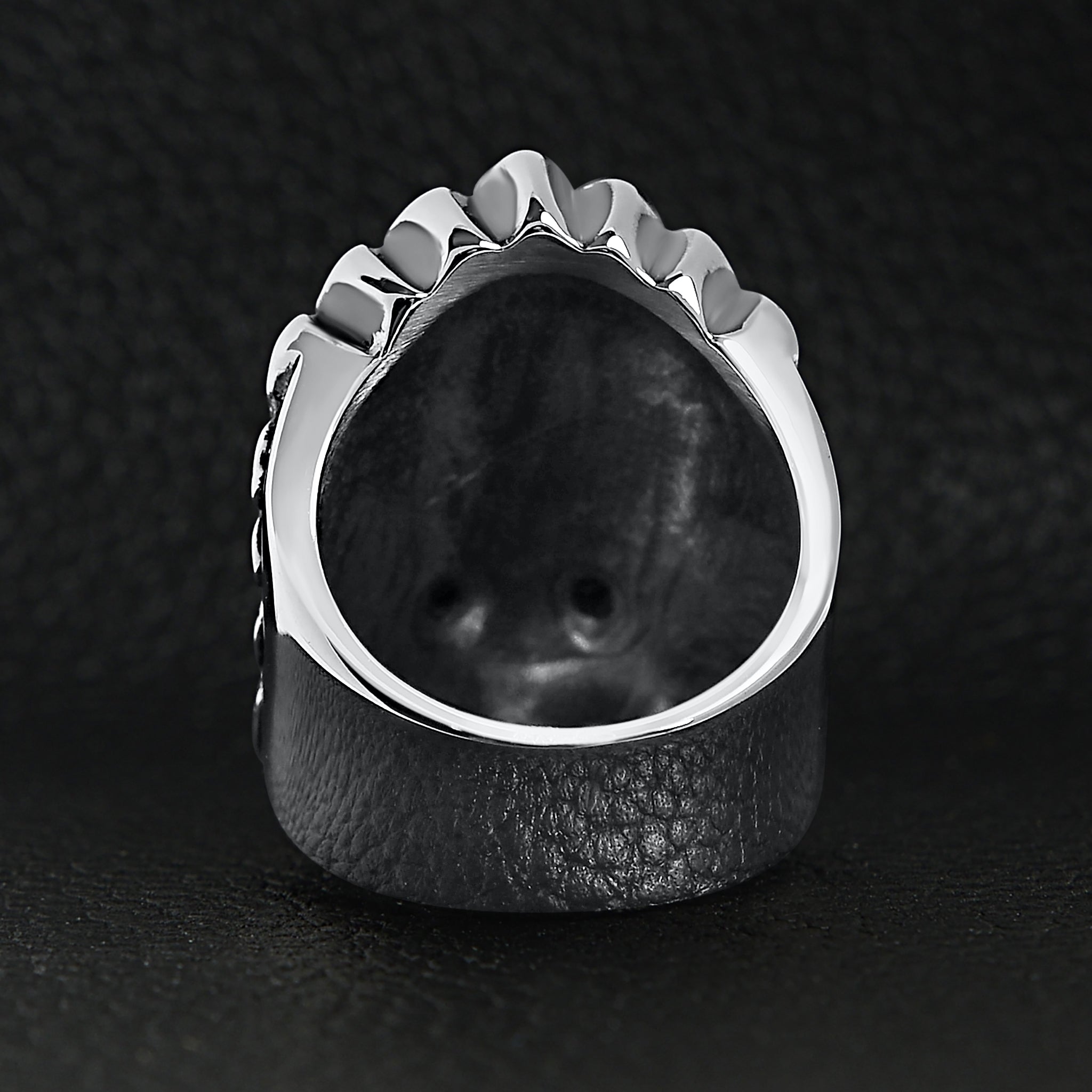 Stainless Steel Black CZ Eyed Native American Chief Skull Ring / SCR4011、mySite、dreamappss