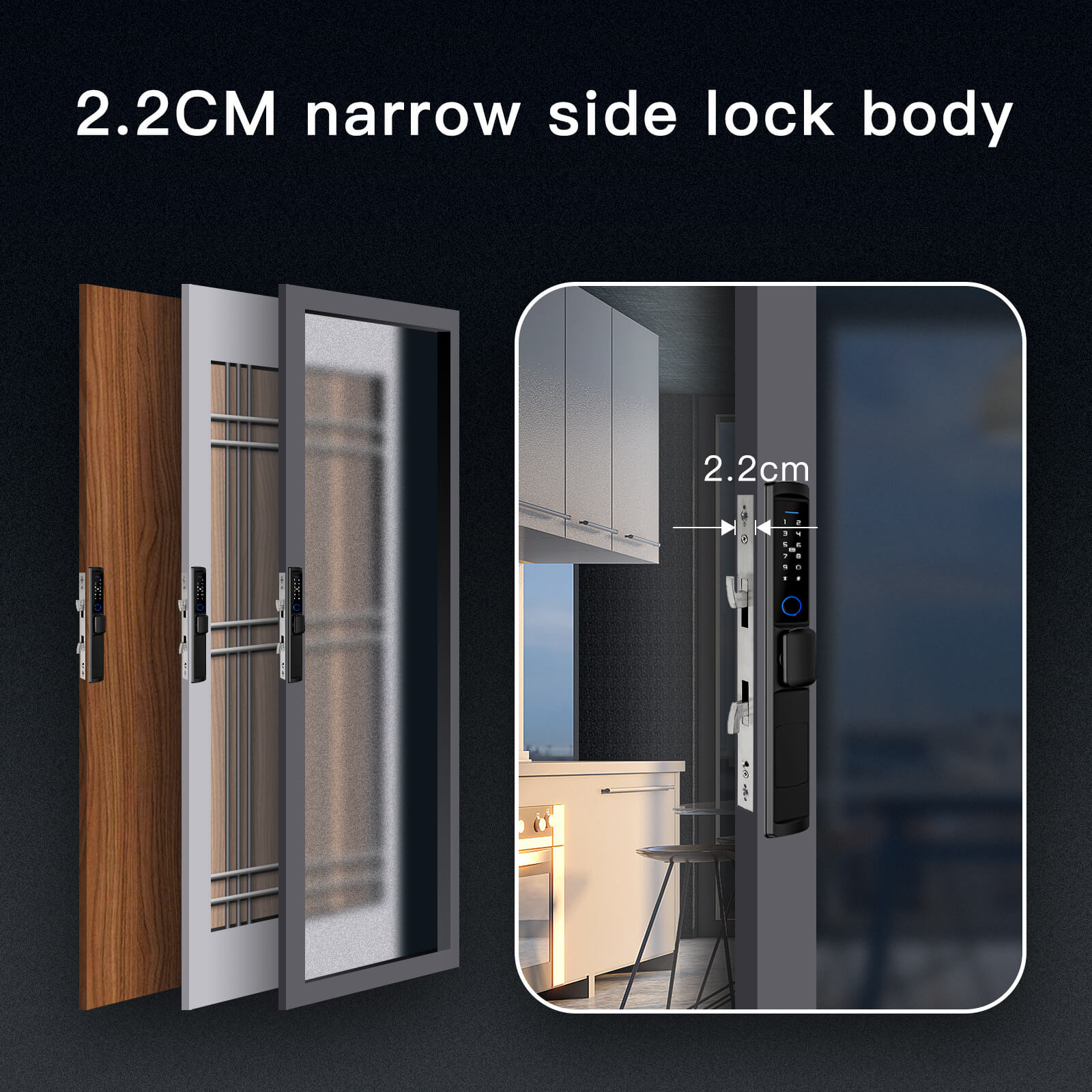 MOES WiFi Smart Narrow Side Fingerprint Coded Door Lock Remote Control Waterproof Two Handle Optional、mySite、fannypackpong