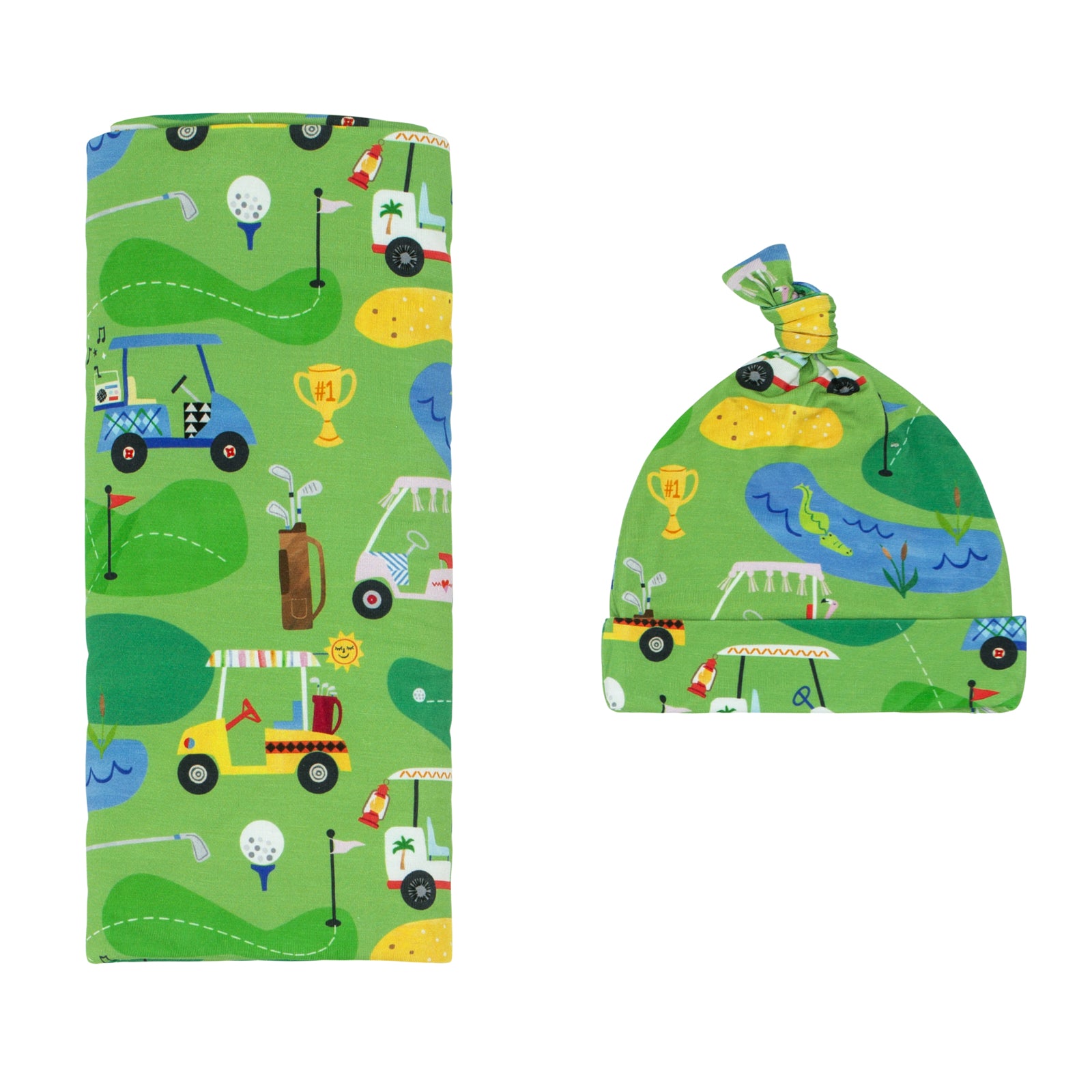 Fairway Fun Swaddle & Hat Set、mySite、g9winljtr