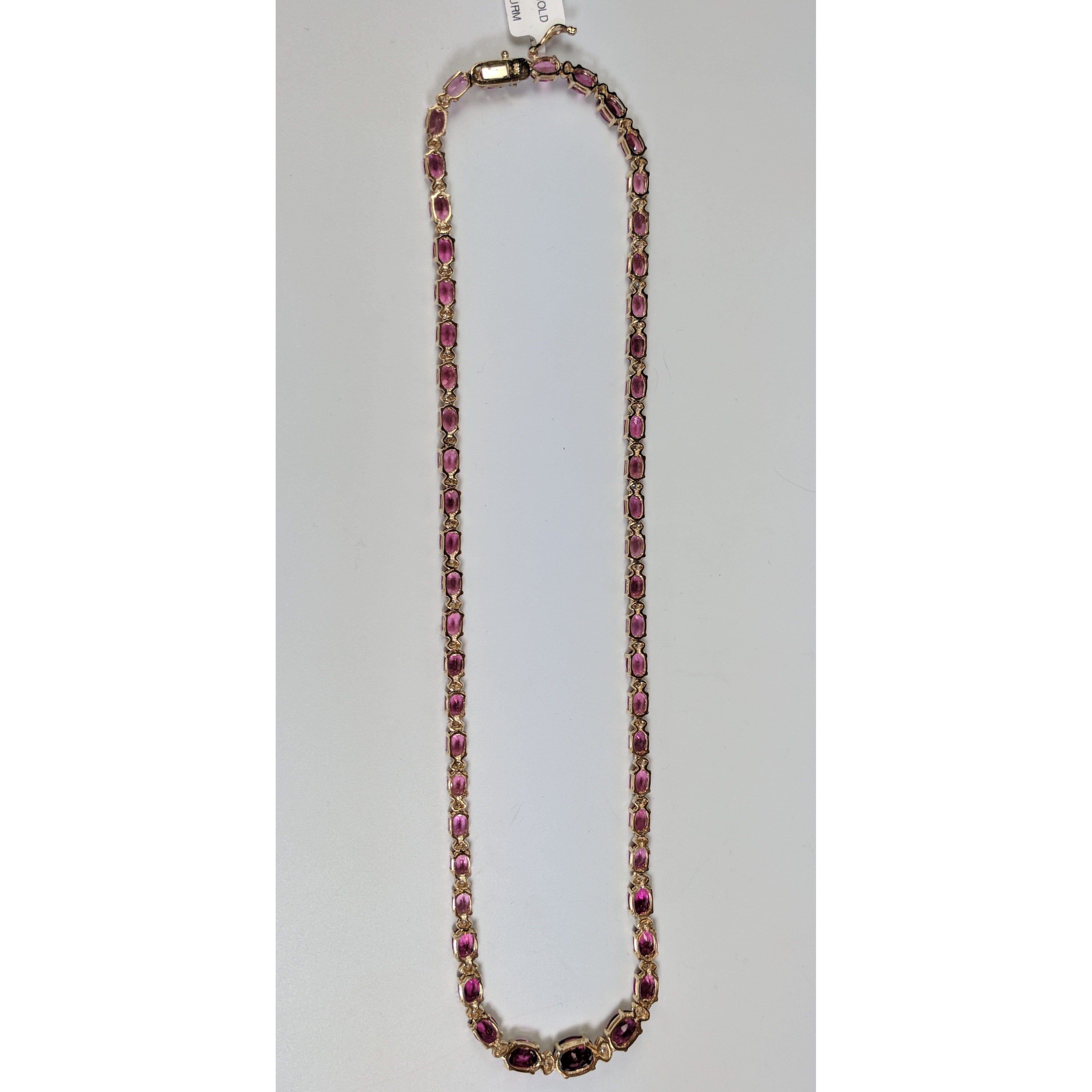 Pink Tourmaline and Diamond SET, 27.4ctw Necklace & 7.45ctw Earrings in 14K Gold, STUNNING!、mySite、g9winljtr