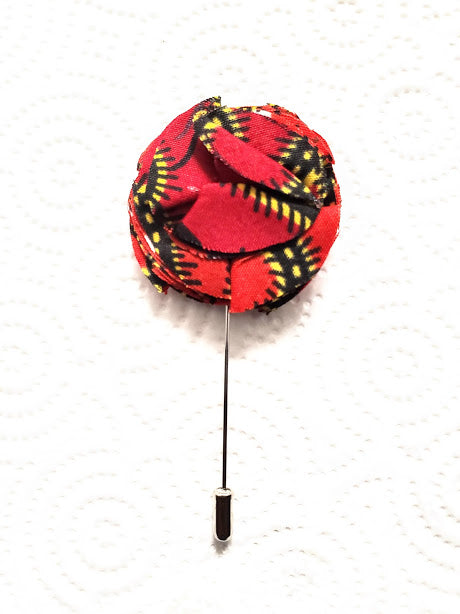 Red and Black African Print Lapel Pin-DP3815RLP、mySite、solidvoid