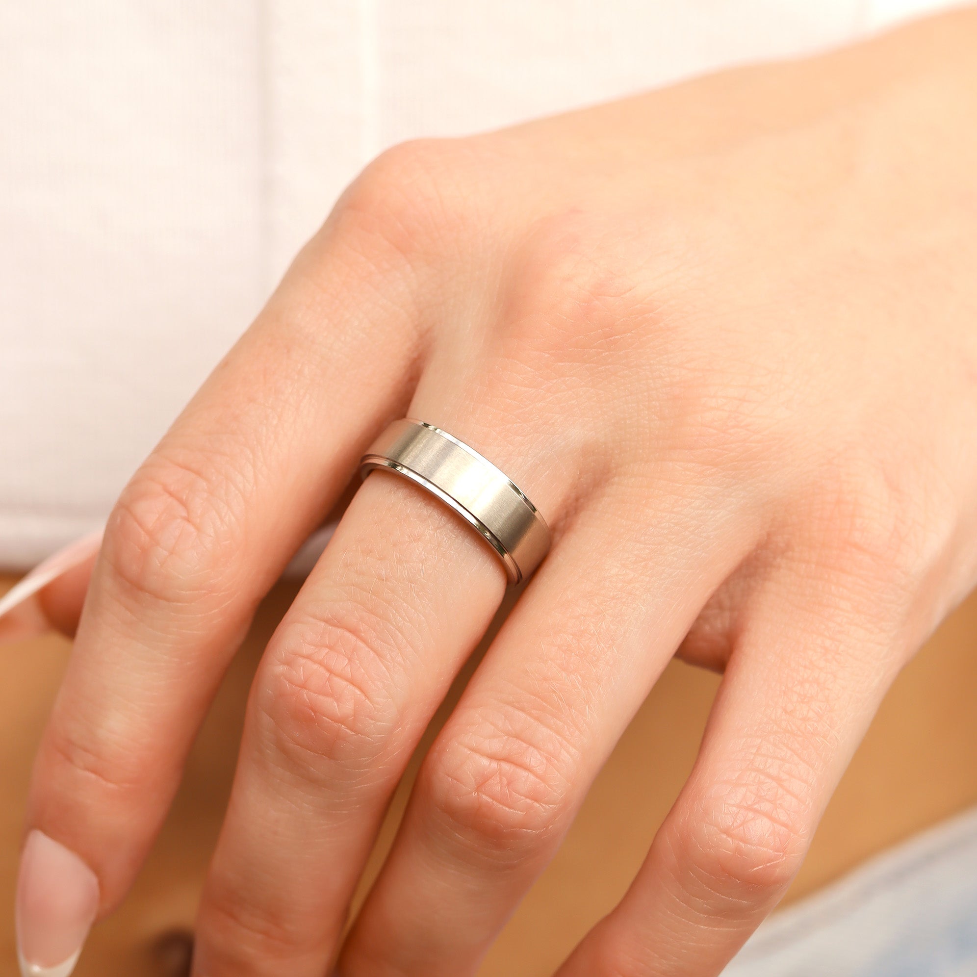 Stainless Steel Blank Ring Brushed Flat Center Polished Edge / CFR0002、mySite、dreamappss