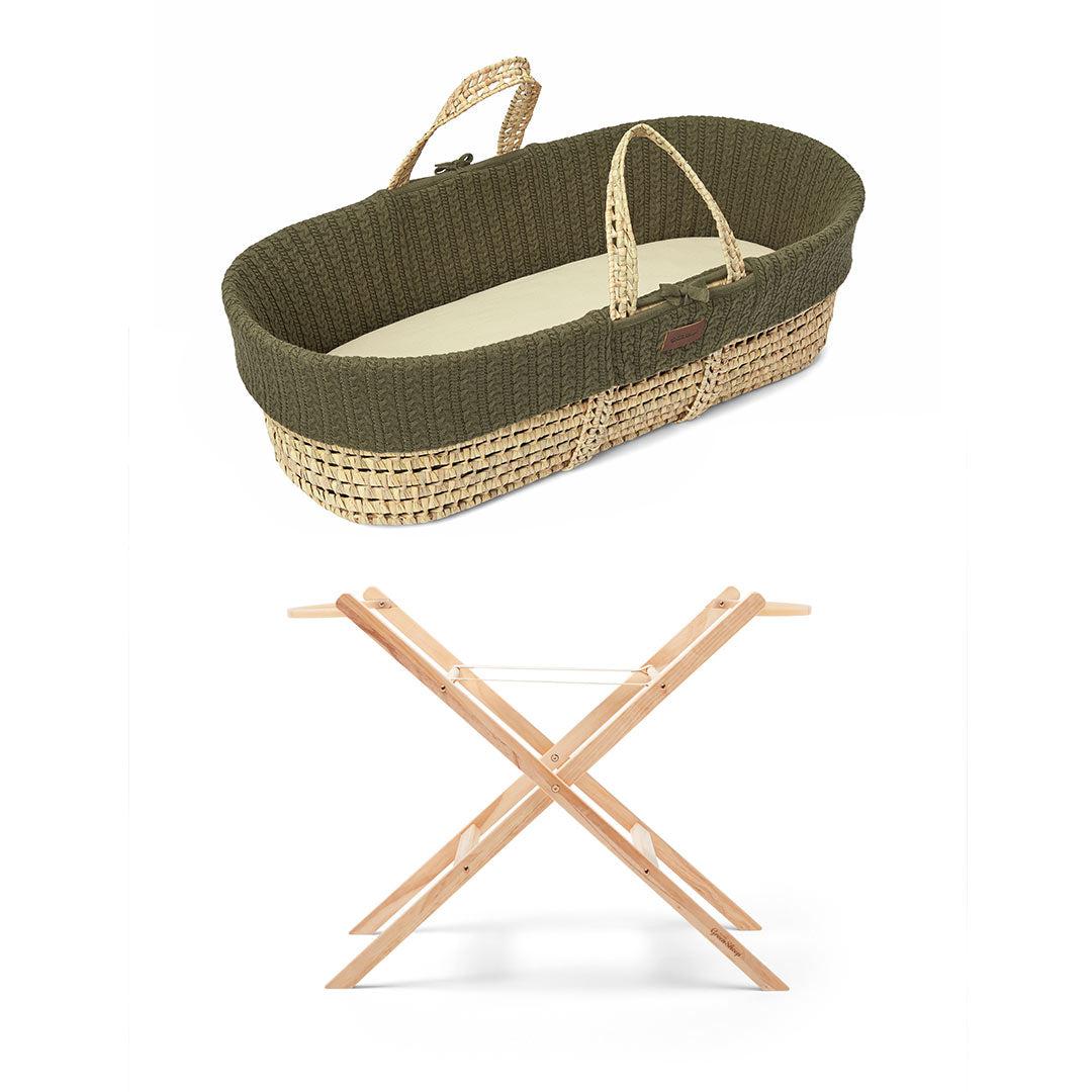  The Little Green Sheep Natural Knitted Moses Basket - Mattress + Static Stand、mySite、merchandisen