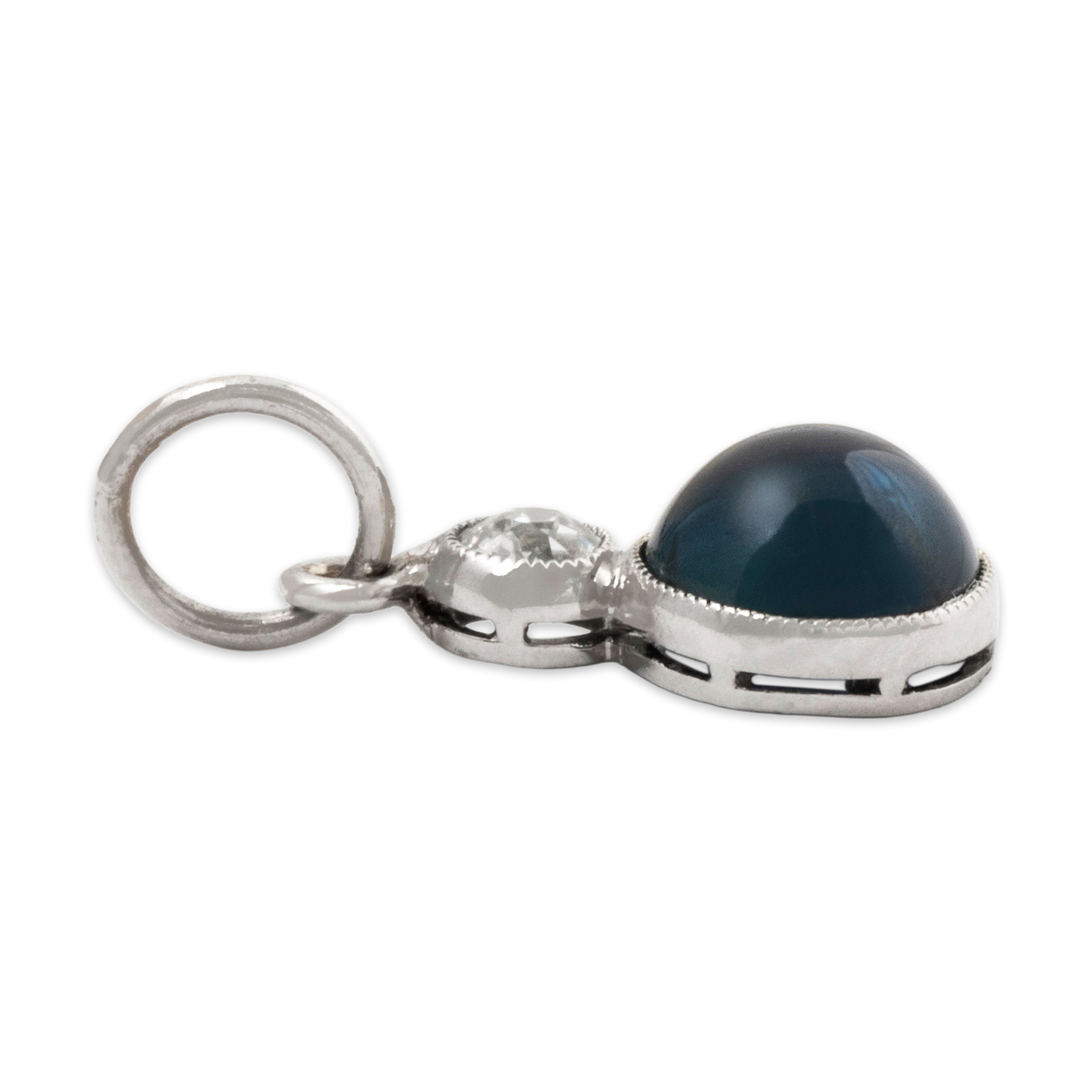 Antique Platinum 1.65ct Blue Synthetic Sapphire Natural Old Mine Diamond Pendant、mySite、hinf8tx79