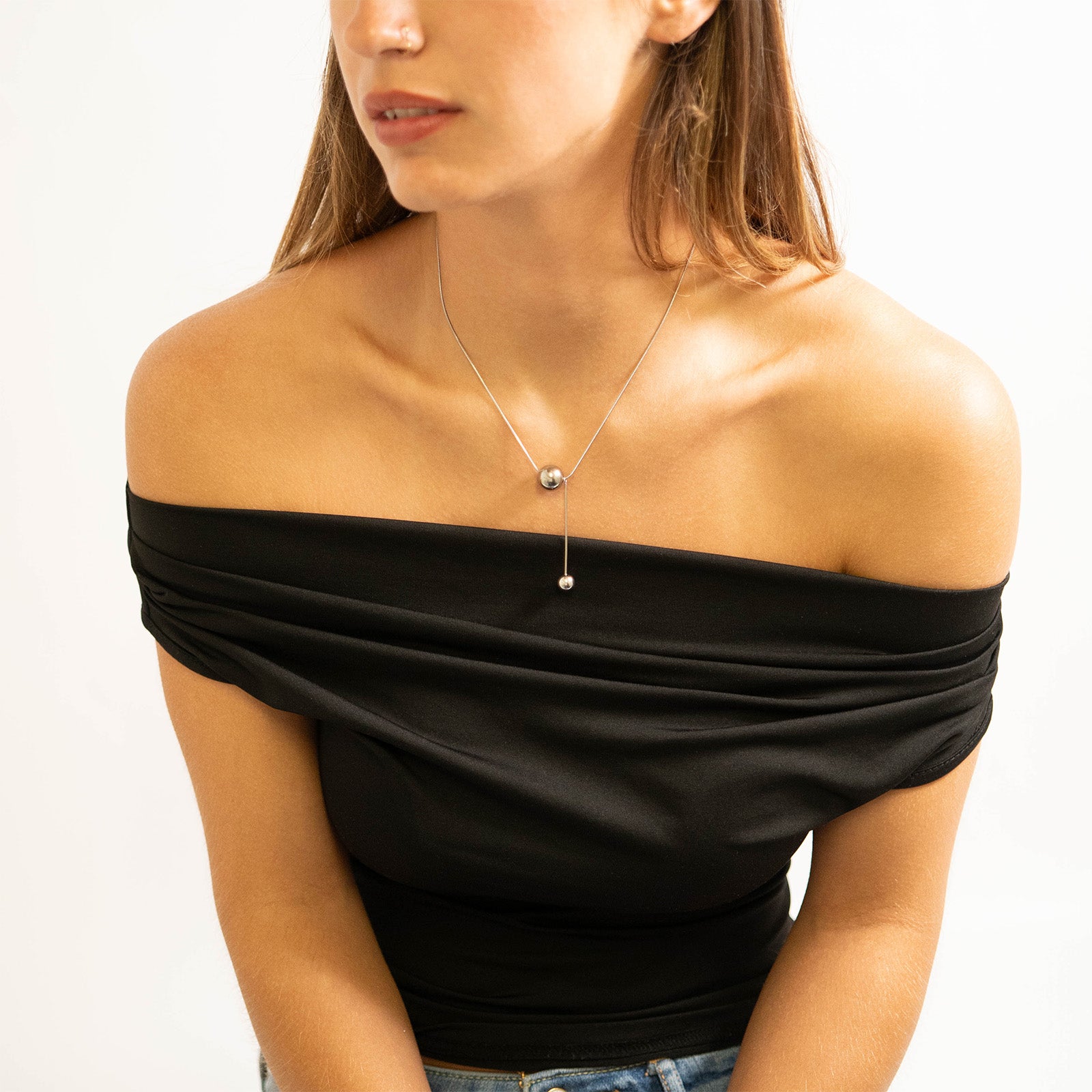 18K Gold PVD Stainless Steel Snake Chain Ball Pendant Necklace / CHN0024、mySite、dreamappss