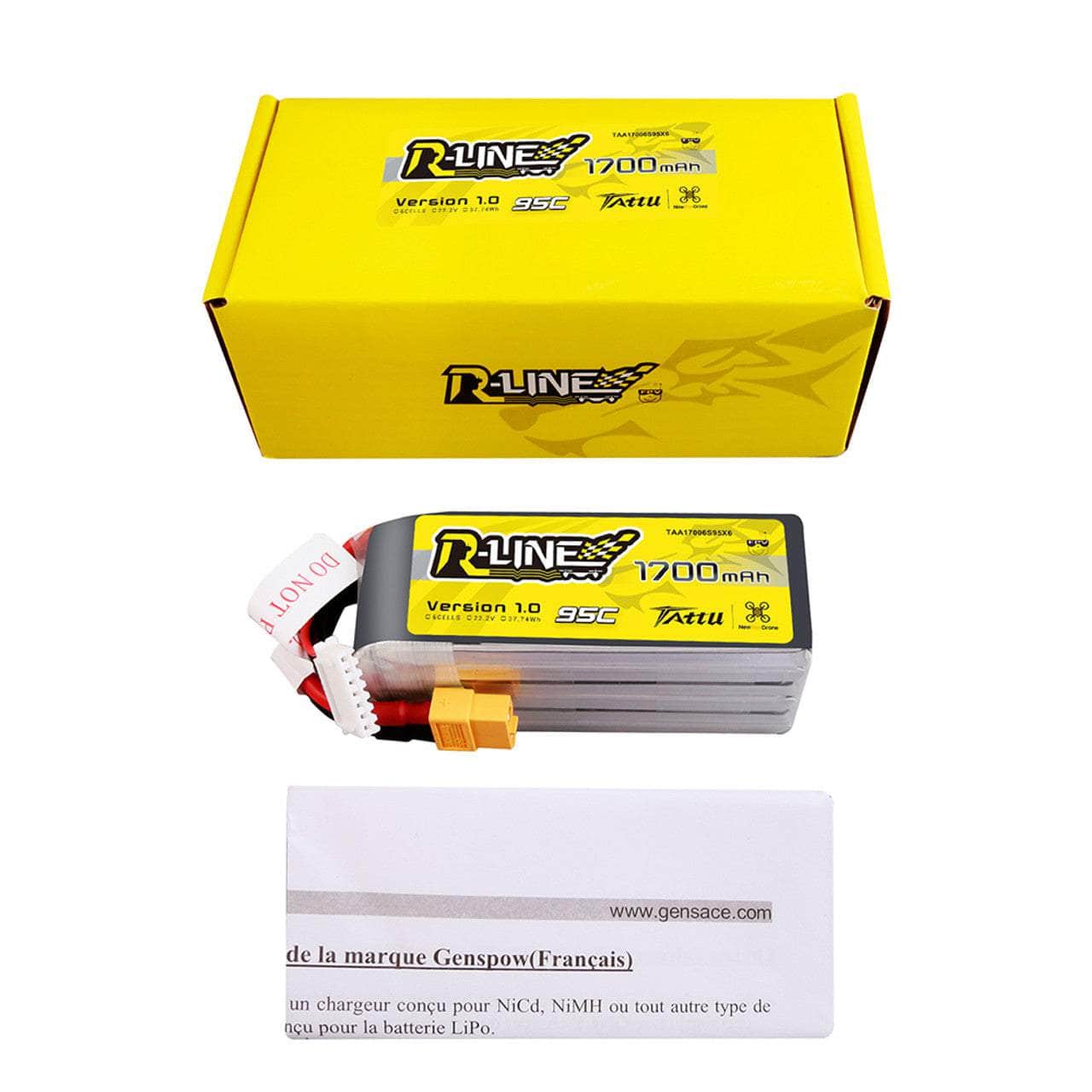  Tattu X NewBeeDrone R-Line 1700mAh 22.2V 95C 6S1P Lipo Battery Pack With XT60 Plug、mySite、merchandisen
