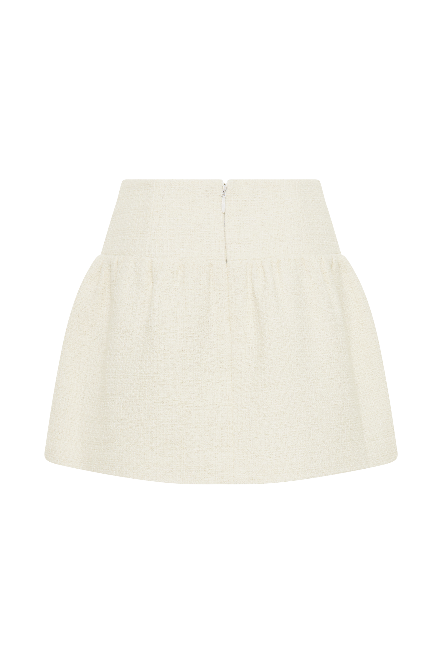 Cyrus Gathered Boucle Mini Skirt - Ivory、mySite、solidvoid