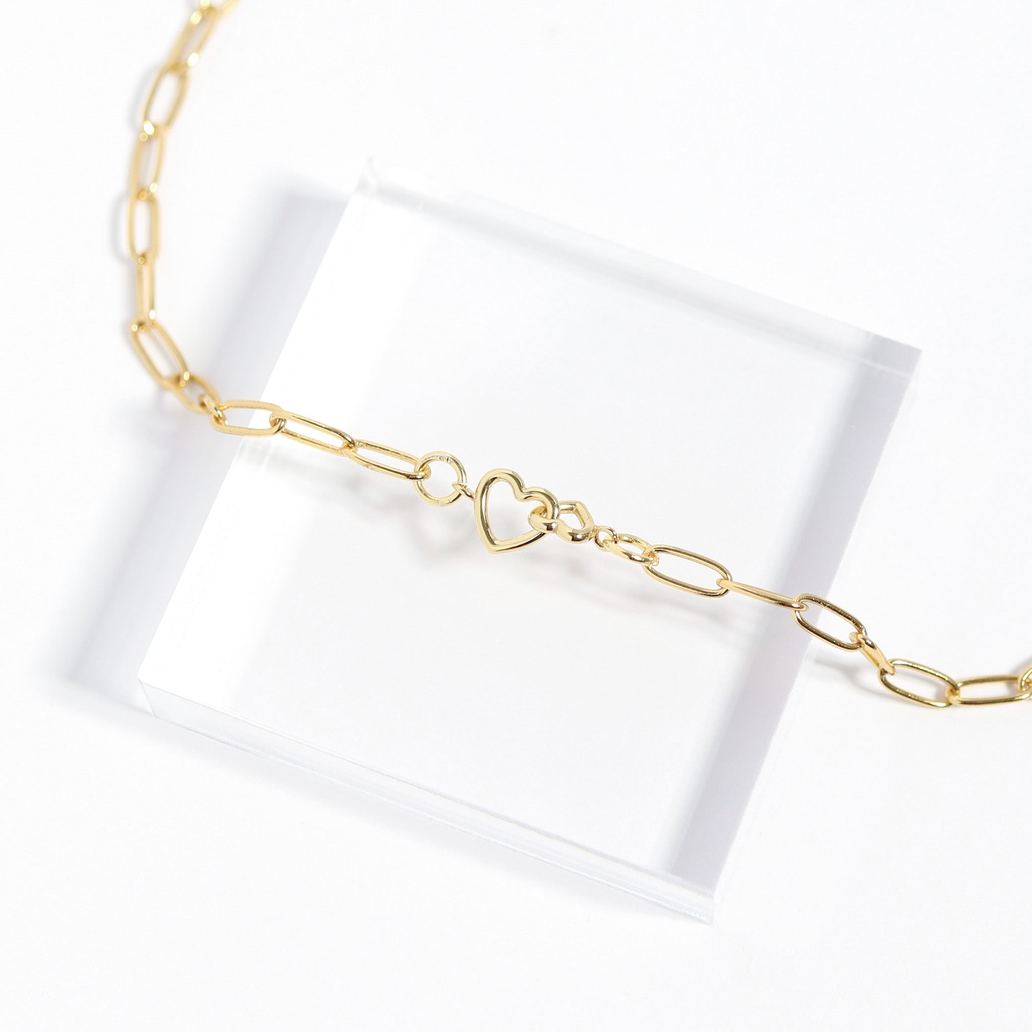 14K Gold Plated Sterling Silver Double Heart Permanent Jewelry Connector Charm / PMJ1031、mySite、dreamappss