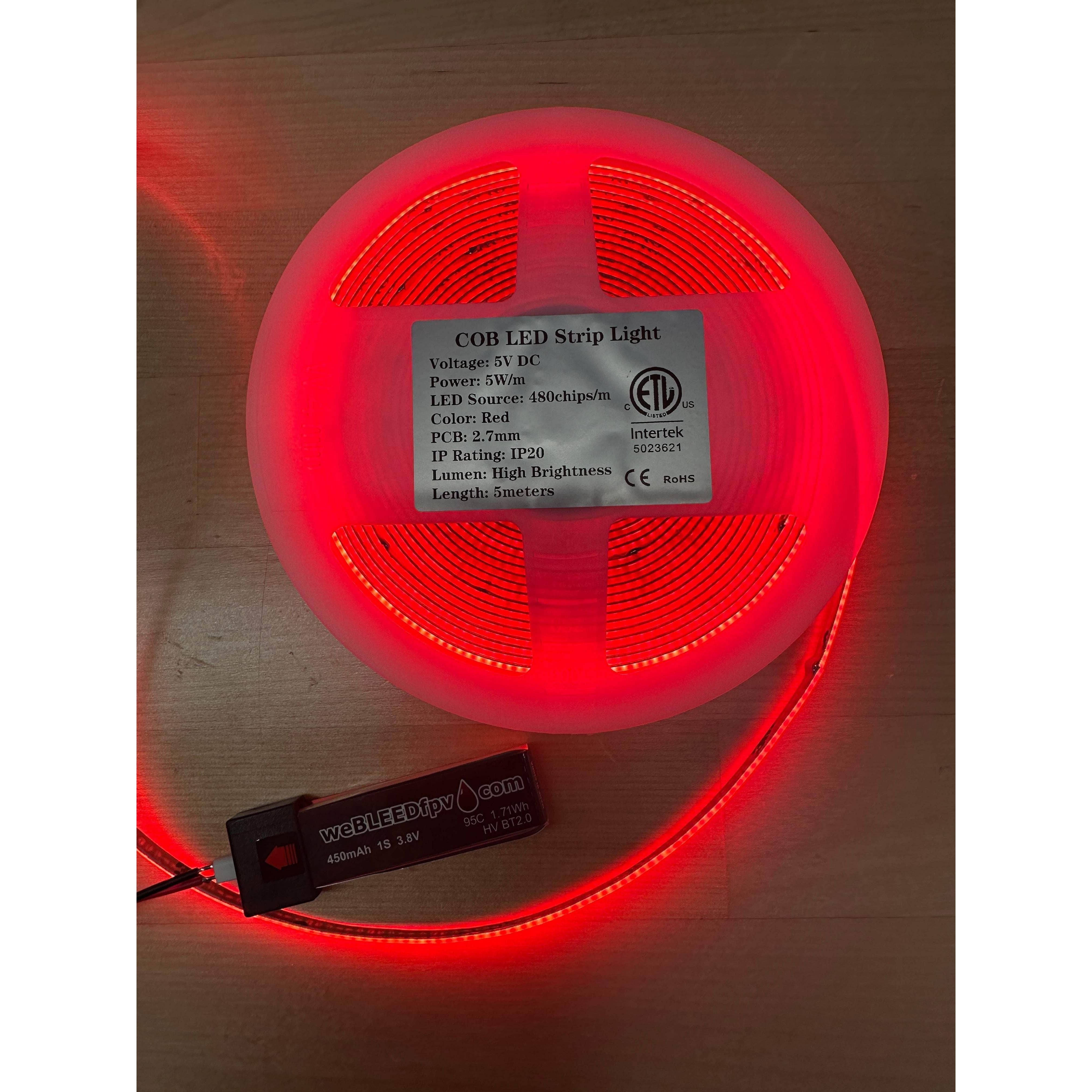  2.7MM WIDE - 5V COB LED Strip Light 5Meter Rolls, 16.4 Feet、mySite、merchandisen
