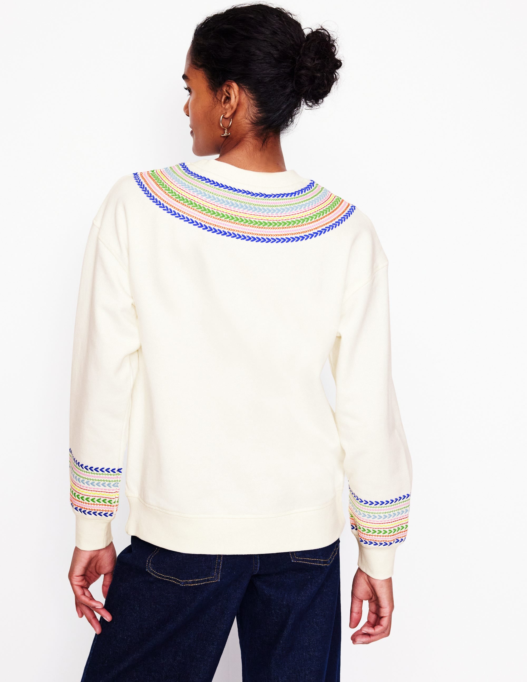  Emi Embroidered Sweatshirt-Ivory, Multi Fairisle、mySite、ashleygrahame