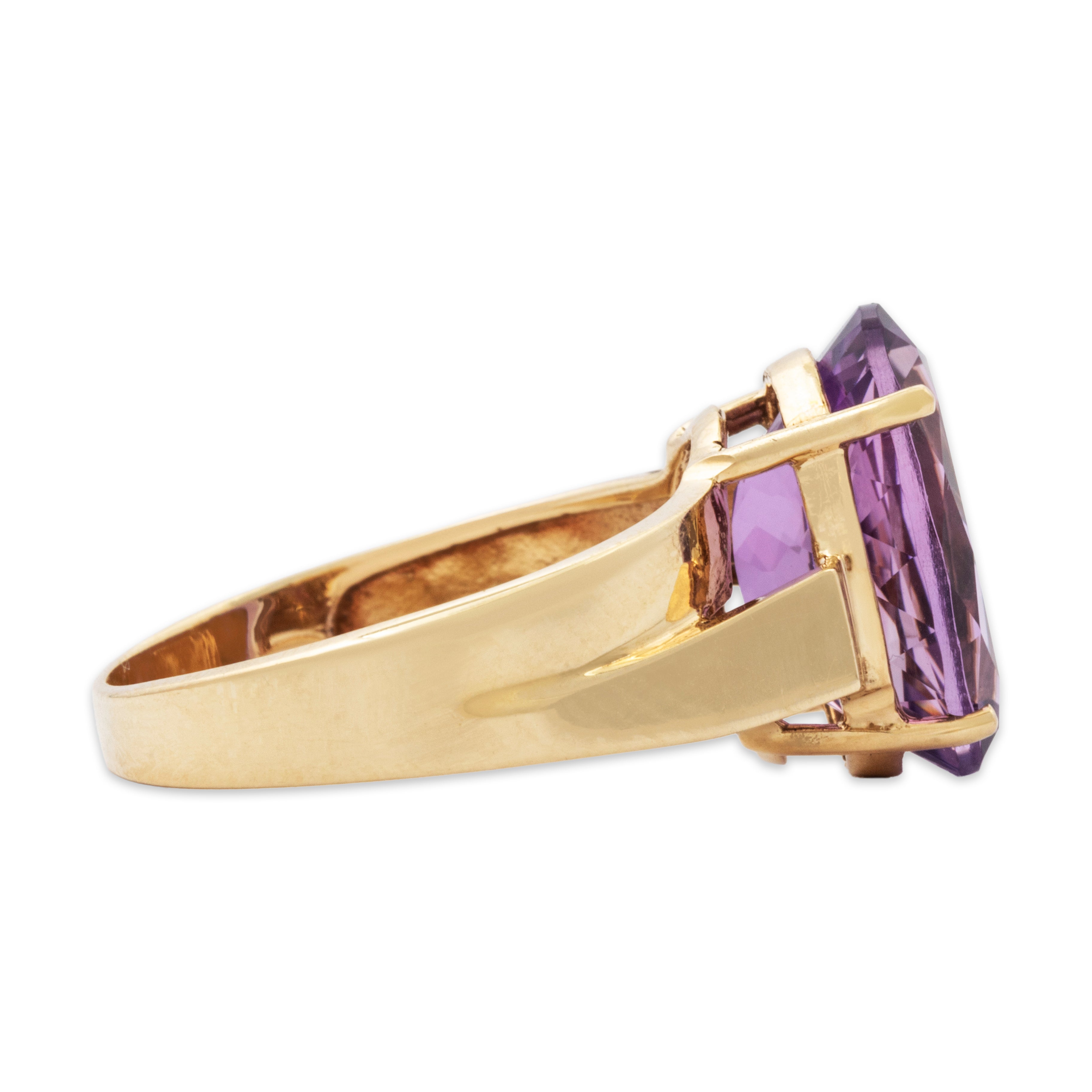 Vintage 10k Yellow Gold 5ct Amethyst Modern Solitaire Statement Ring 8.00、mySite、hinf8tx79