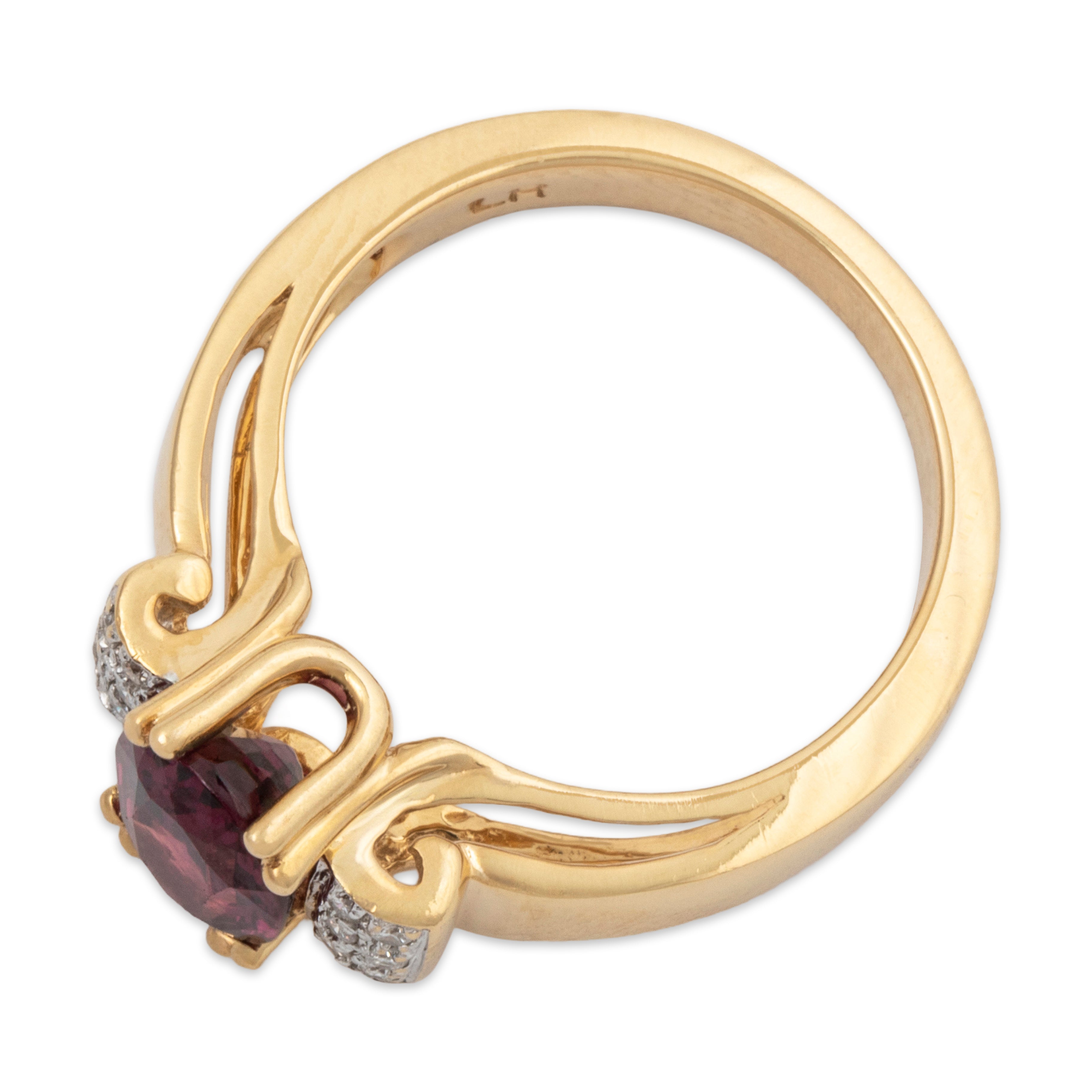 Vintage Heavy 14k Yellow Gold 2ct Garnet Diamond Sleek Elegance Ring 8.00、mySite、hinf8tx79