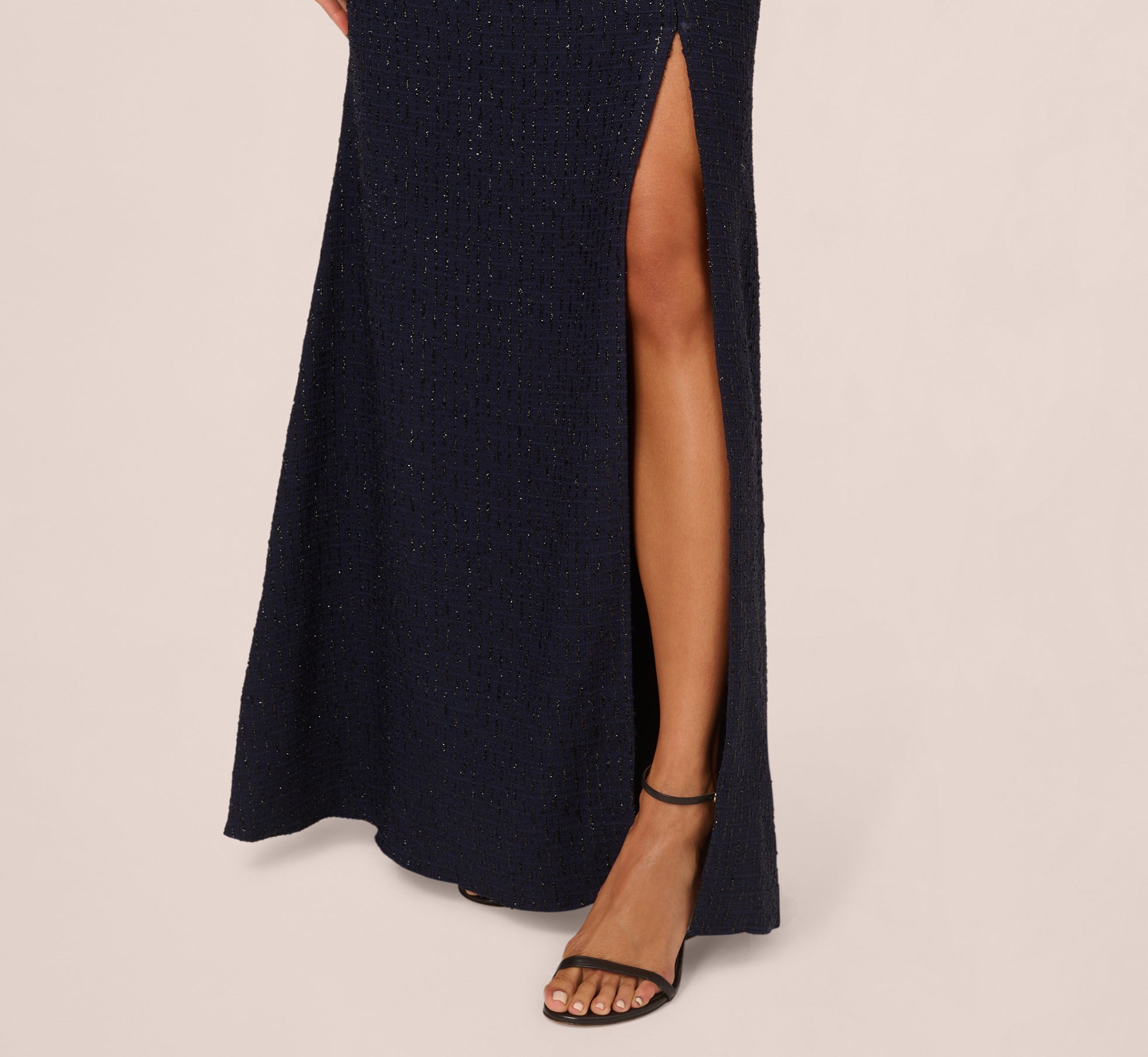 Glitter Boucle Stretch Gown In Navy、mySite、solidvoid