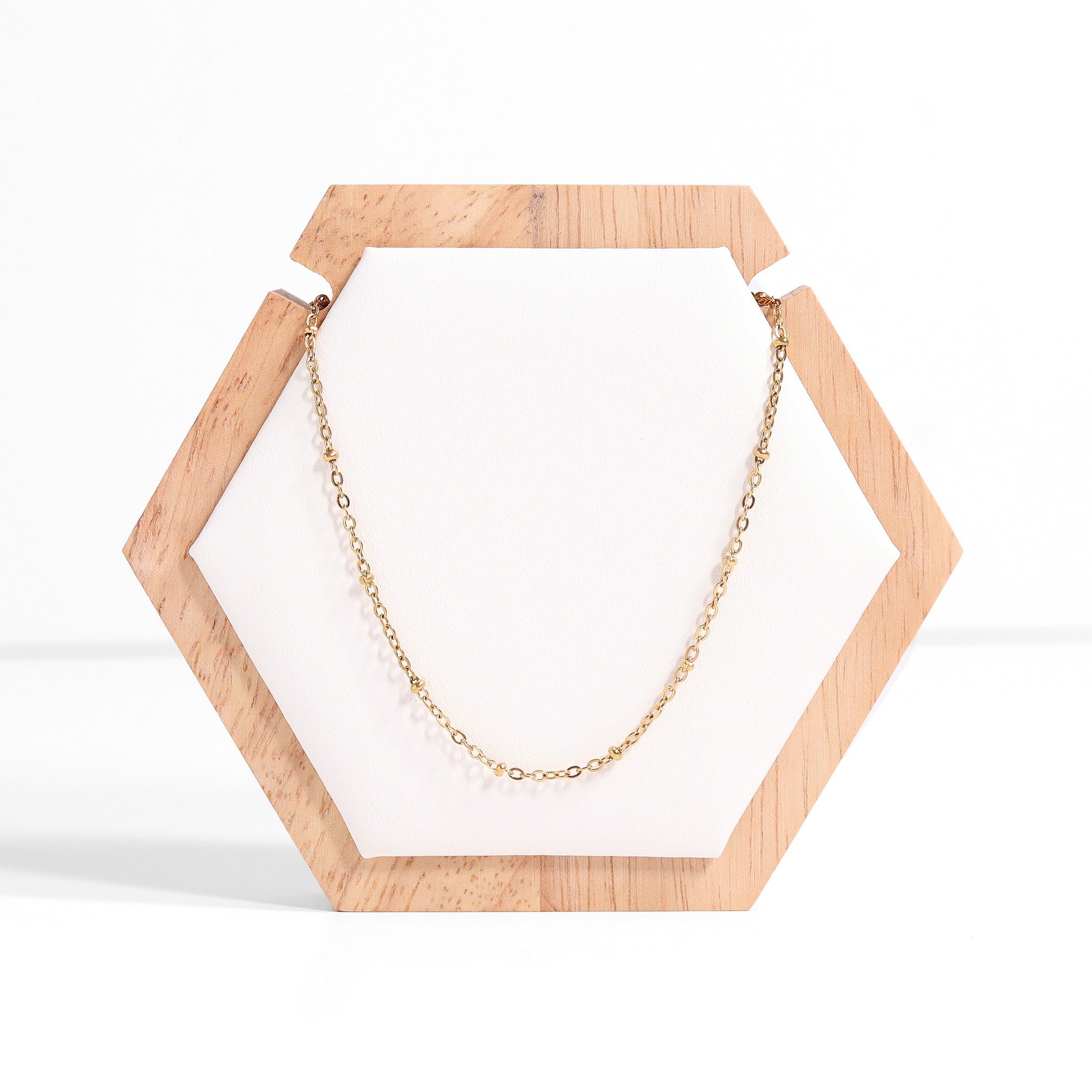 Natural Wood & Leather 1 Unit Hexagon Necklace Display / DSP0031、mySite、dreamappss