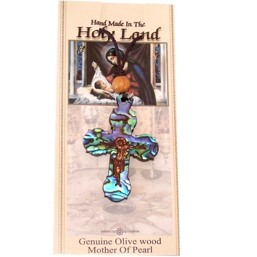  Eastern style Olive wood Crucifix with Mother of Pearls with Certificate (60cm / 23.5 inches, Cross is 5cm or 2 inches)、mySite、elrpsem3k