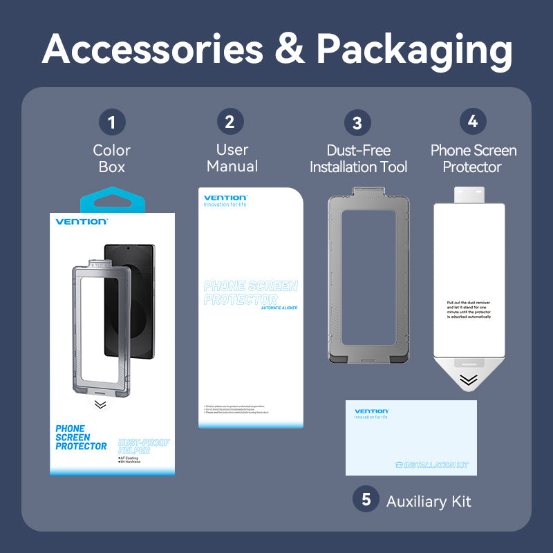 Vention HD Tempered Glass Screen Protector for Samsung Galaxy S25 6.2 with Dust-Free Installation Tool、mySite、fannypackpong