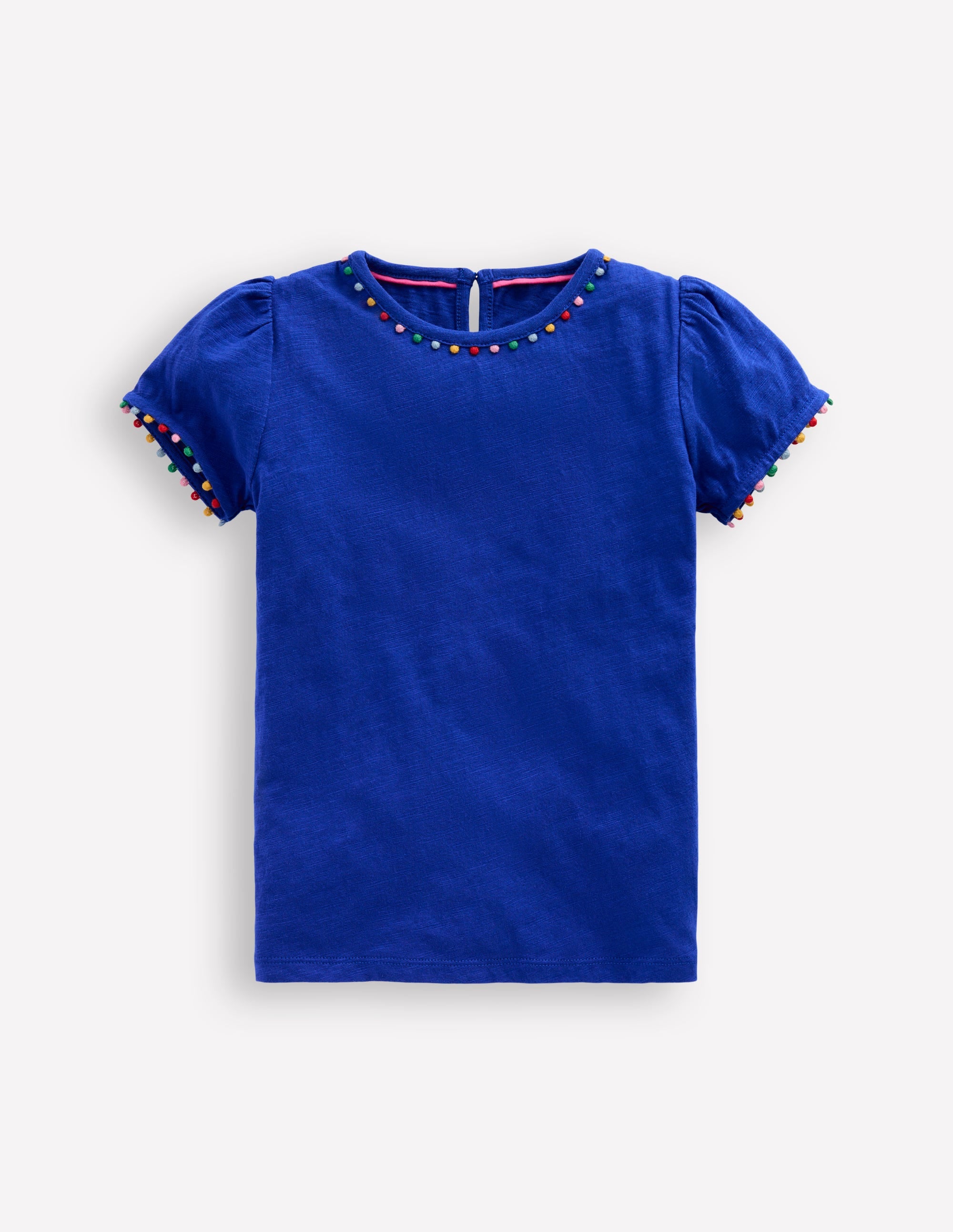  Ali Puff Sleeve Pom T-Shirt-Bright Blue、mySite、ashleygrahame