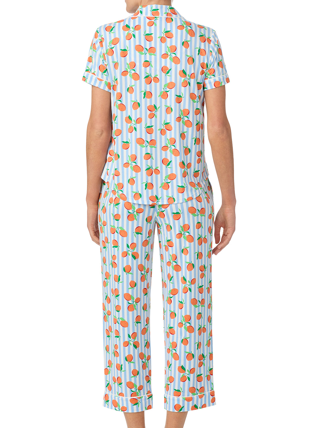  Tossed Oranges Blue Short Sleeved Cropped Pajama Set、mySite、justintrudeaud