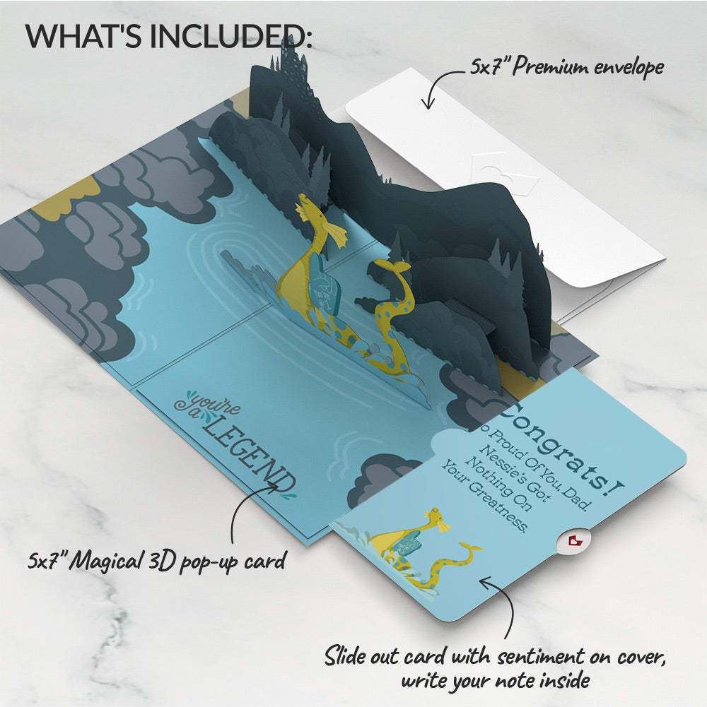 Dad You're a Legend Loch Ness Monster Congratulations Pop-Up Card and Sentiment Set、mySite、solidvoid