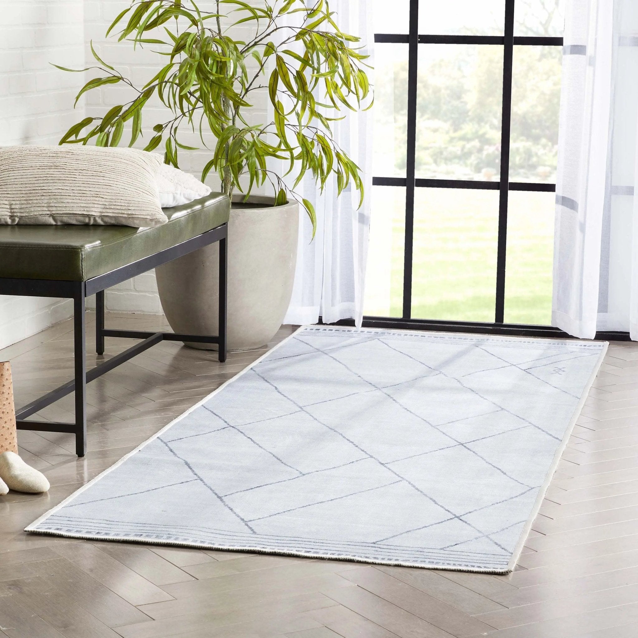 Bryn Moroccan Lattice Trellis Ivory Grey Area Flat-Weave Rug、mySite、gigharbornorthrealestate
