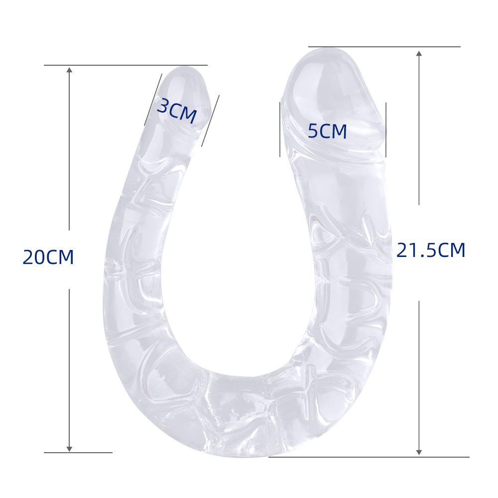 Come Closer Clear U-Shape | Double Head Dildo 17.7 | Free Satin Bag、mySite、bottomscart