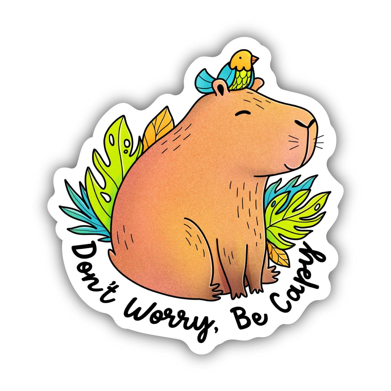  Don't Worry, Be Capy Capybara and Bird Sticker、mySite、ghnorth