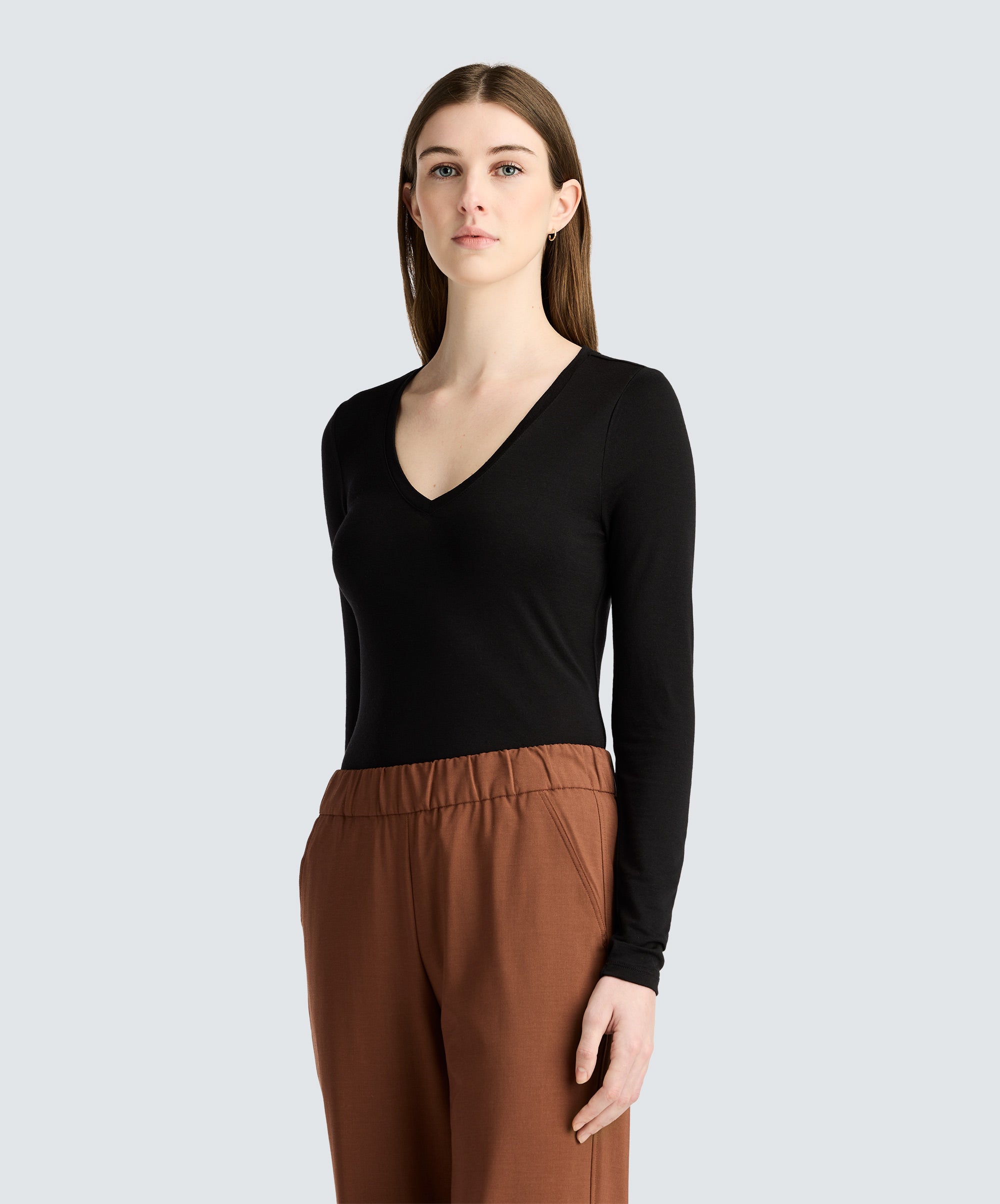 Women's Slim Merino Long Sleeve V-Neck、mySite、noshort