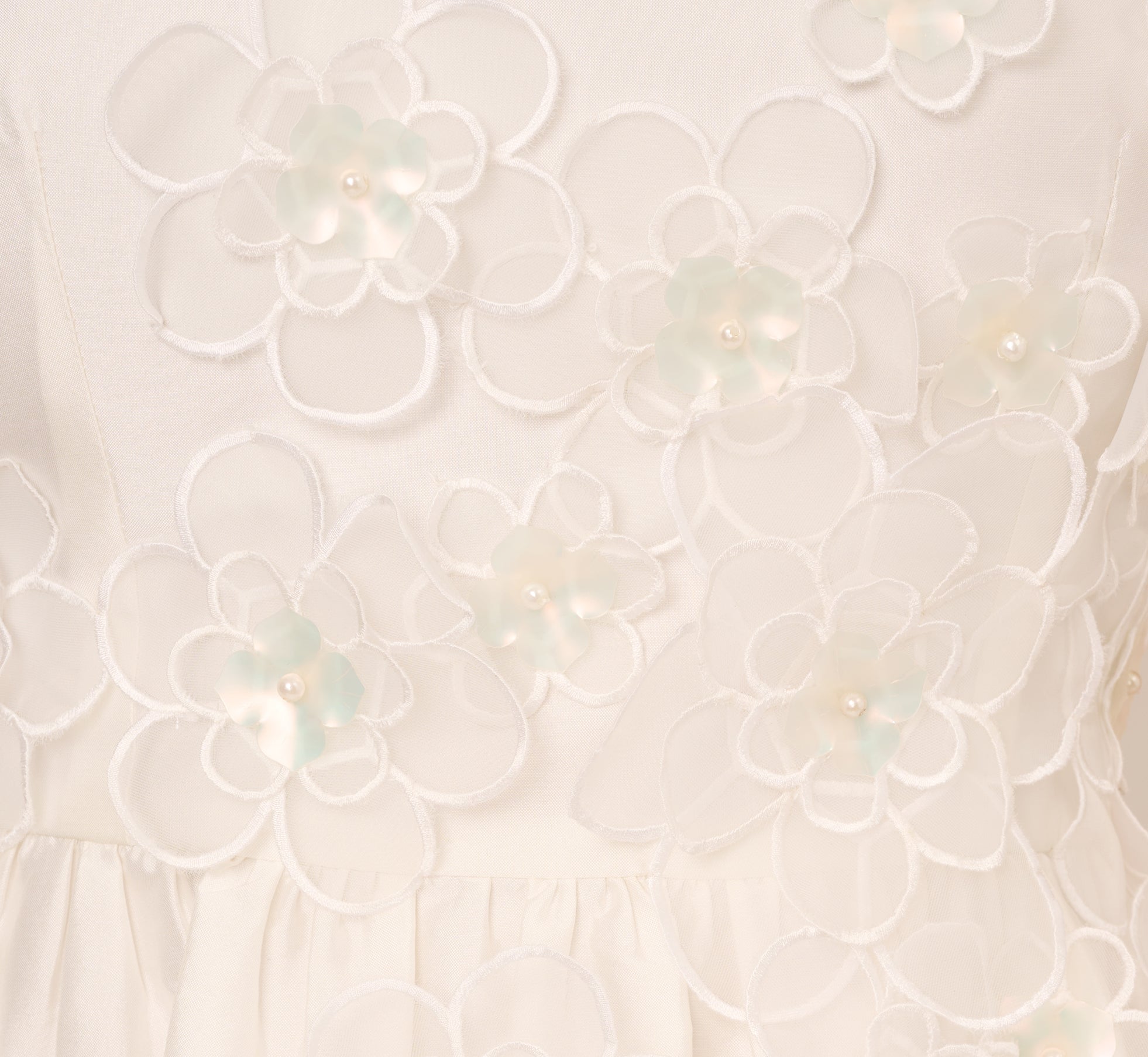 Sleeveless 3D Floral Taffeta Bubble Dress In Ivory、mySite、solidvoid