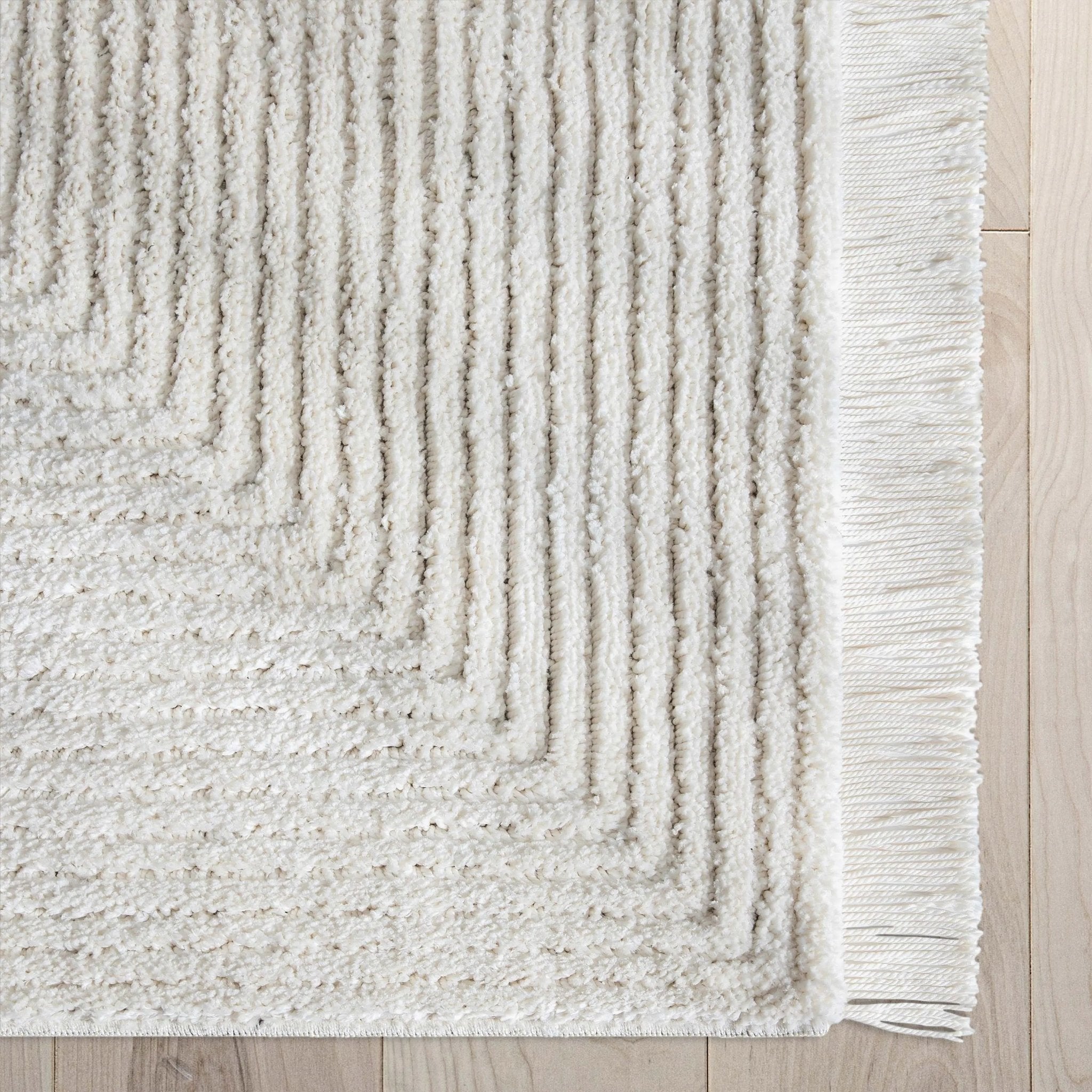 Monroe Solid & Striped Textured Ivory Ultra Soft High-Low Shag Rug、mySite、gigharbornorthrealestate