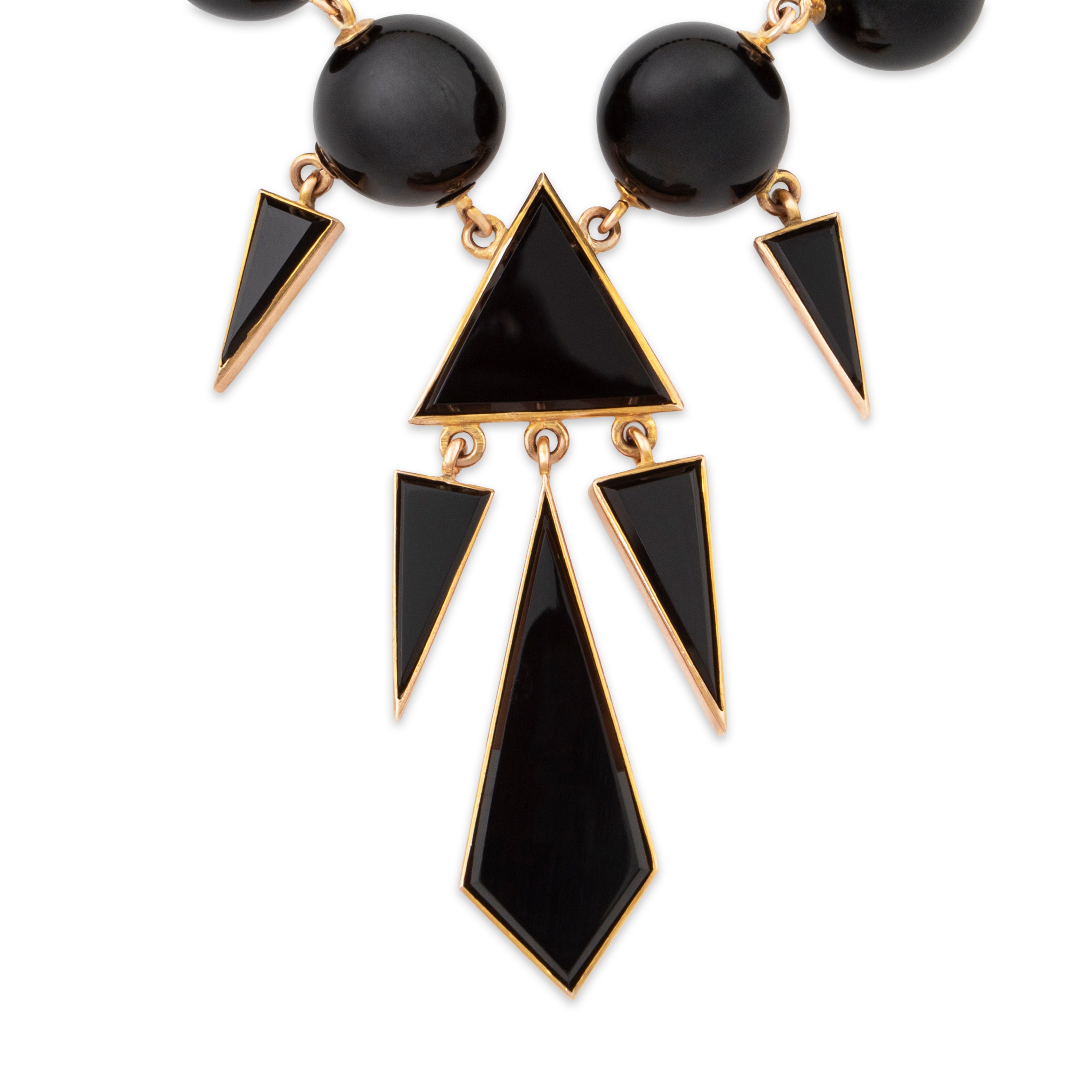 Vintage Heavy Art Deco 14k Yellow Gold Onyx Geometric Statement Necklace 20、mySite、hinf8tx79