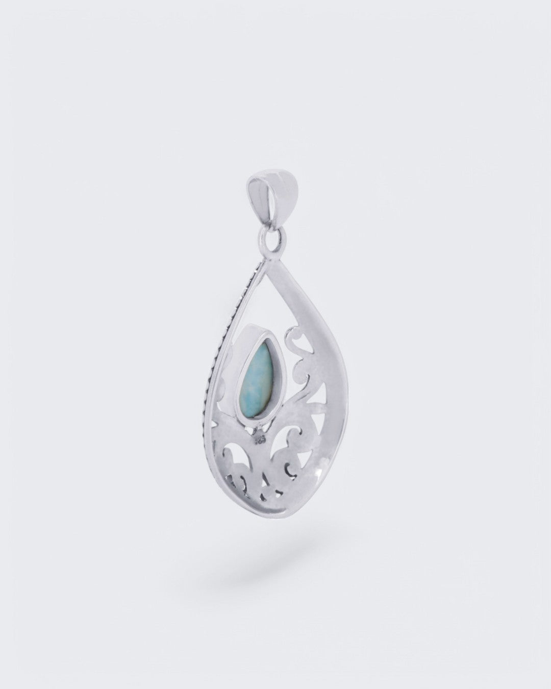 Sterling Silver Teardrop Larimar Vine Pendant、mySite、topwebapps