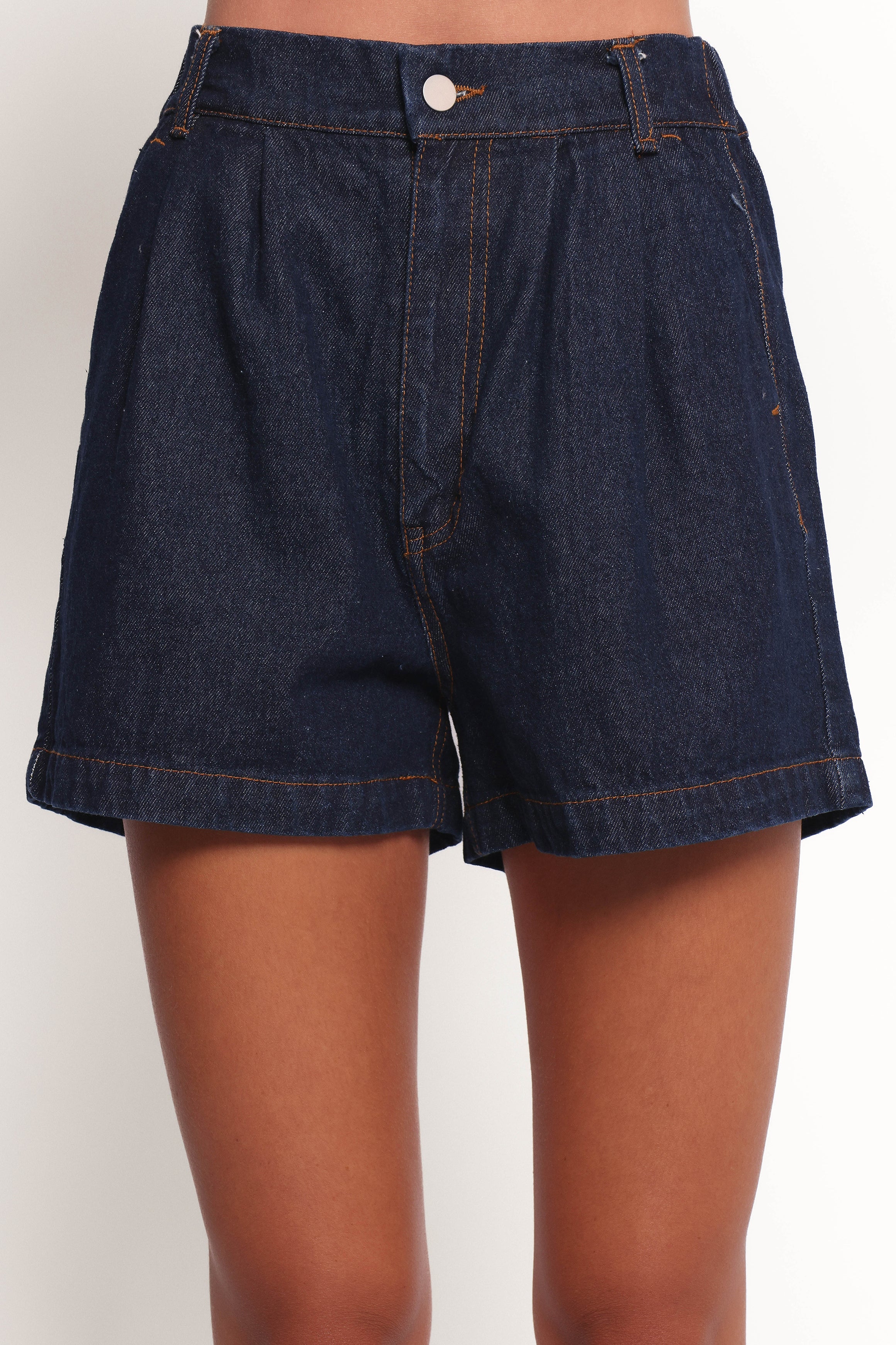  Nylah Pleated Denim Short - Mid Denim、mySite、sugarbowlscore