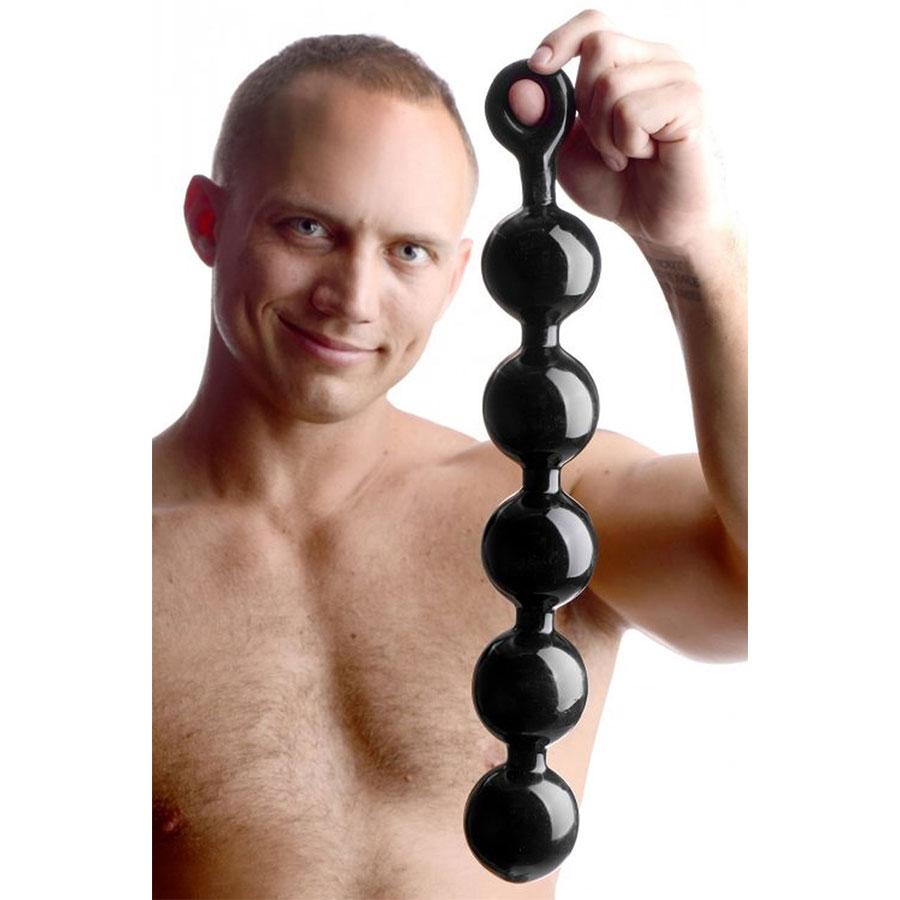 Huge Black Anal Beads with Safety Loop | Massive 67 mm Balls、mySite、bottomscart