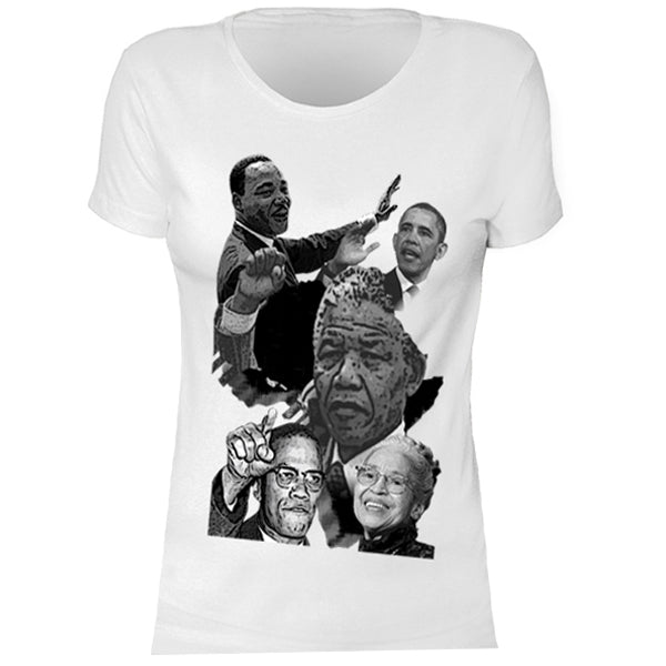 MLK, Mandela, Obama, Black Icons-History T-Shirt for Women、mySite、solidvoid