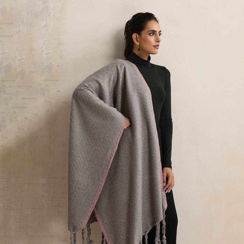 Woolen Solid Stole | Grey、mySite、camillekostekn