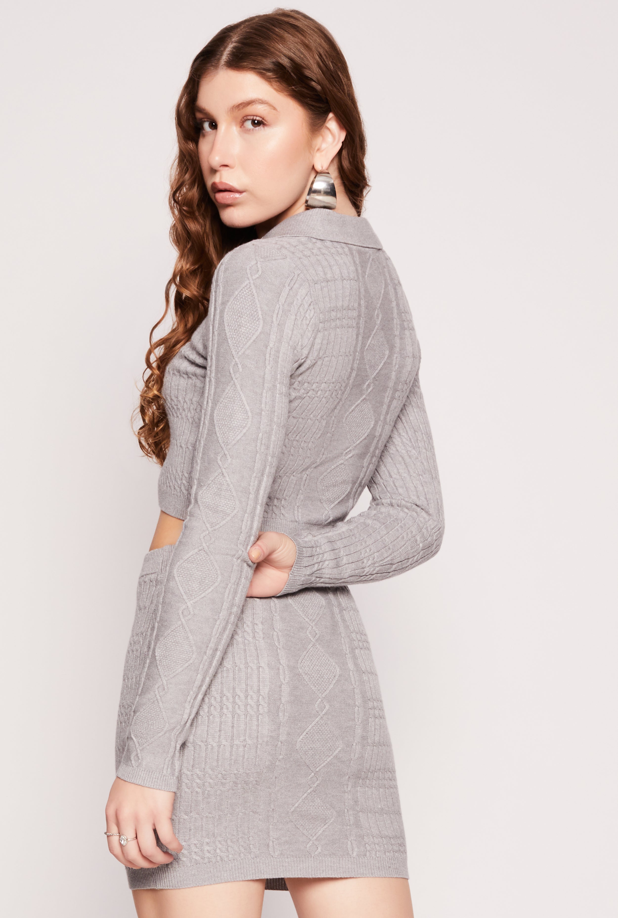 Daisy Cable Knit Cropped Polo Sweater、mySite、camillekostekn