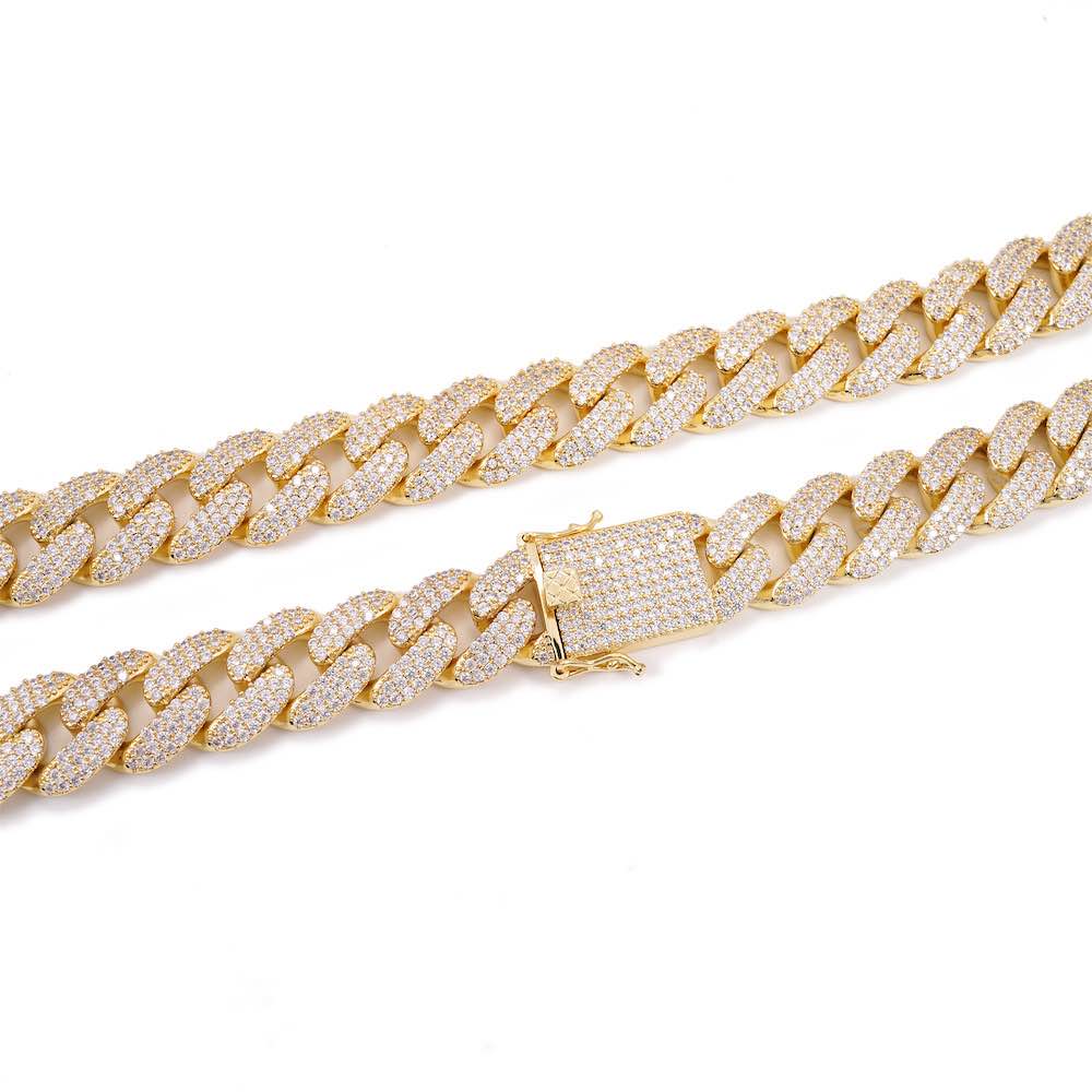 18MM Diamond Cuban Link Chain 14K Solid Yellow Gold、mySite、hinf8tx79