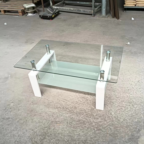 Tempered Black Glass Coffee Table, 2-Layers Tea Table、、casual
