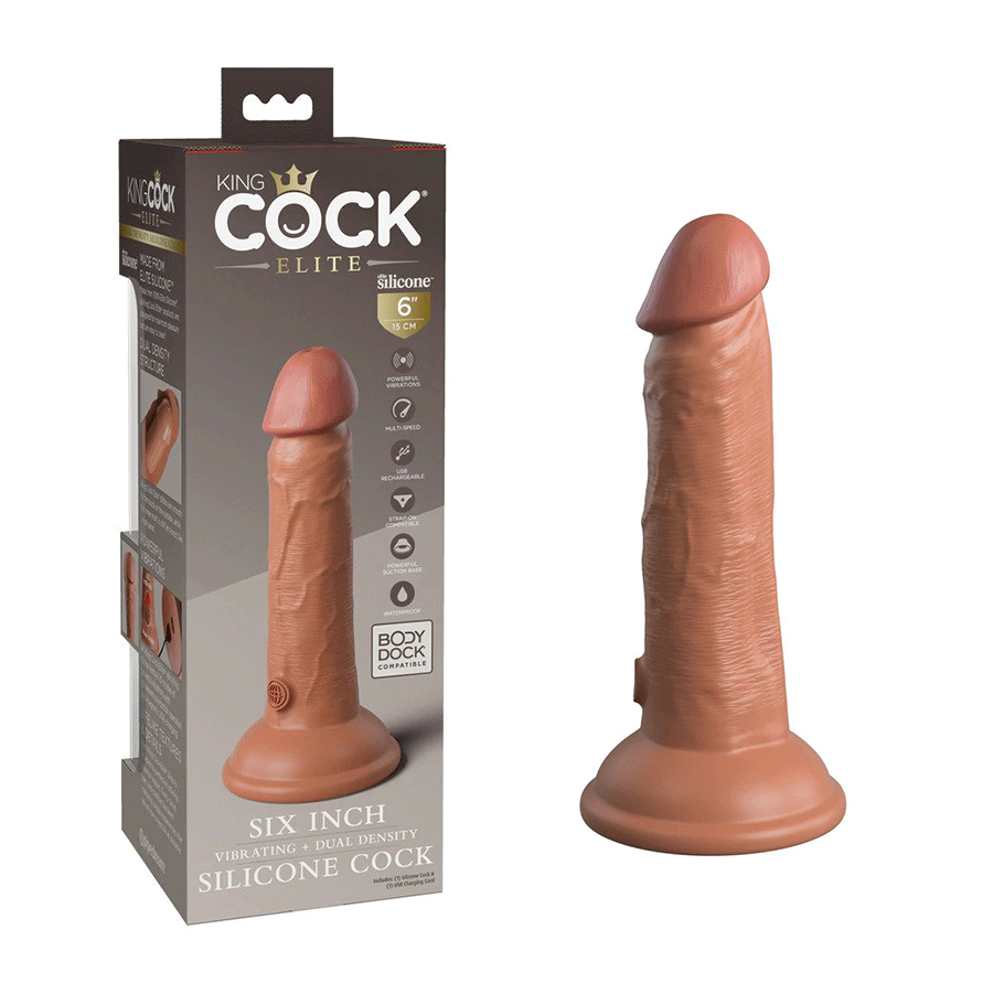 King Cock Elite 6 Inch Vibrating Silicone Dual Density Dong by Pipedream Products、mySite、bottomscart