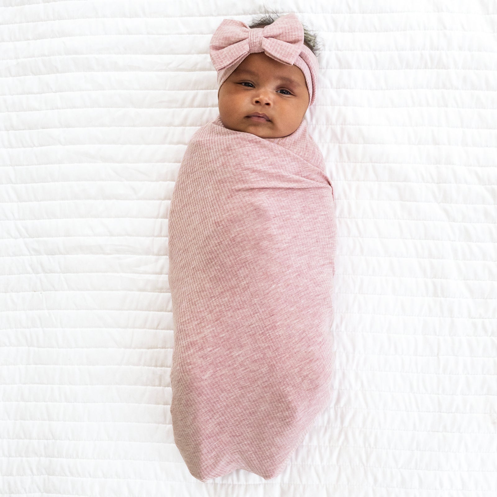  Heather Mauve Ribbed Swaddle & Luxe Bow Headband Set、mySite、layawaytickets